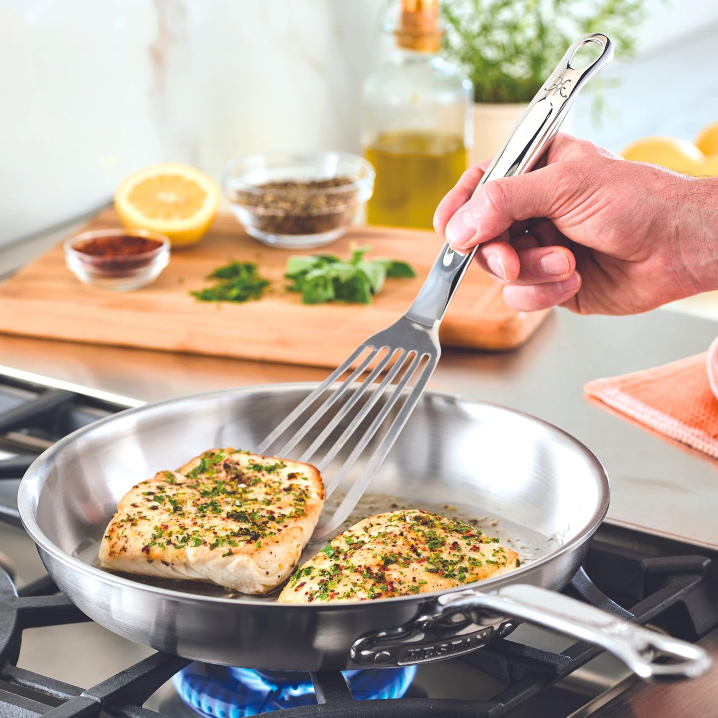 Hestan Provisions Chef Tool, Stainless Steel Fish Turner, 13 Inch