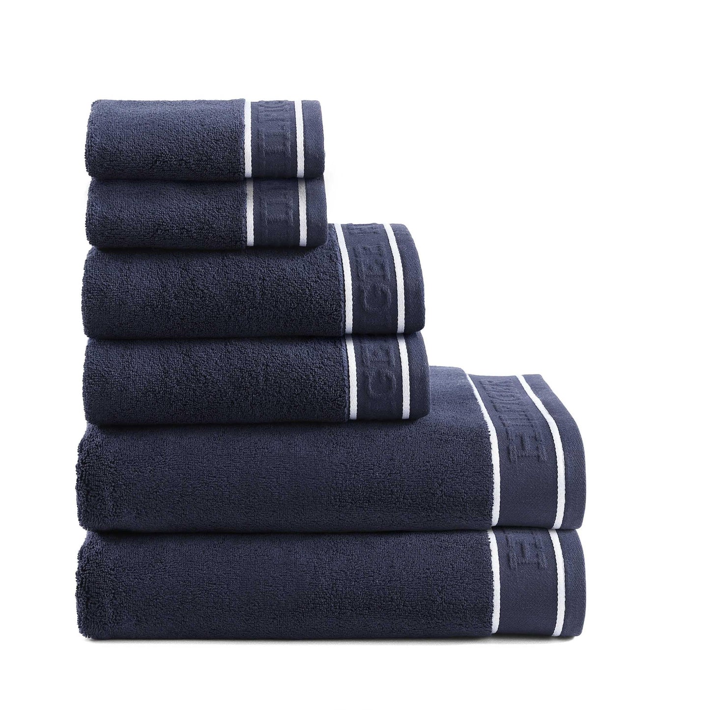 Tommy Hilfiger – Bathroom Towels, Soft Cotton Washcloths, Bath & Hand Towel Set, Zero Twist, Medium Weight & Highly Absorbent, Set of 6, College Dorm Room Essentials (Legacy Navy)