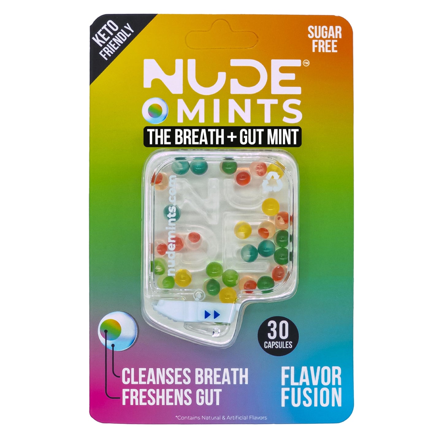NUDE MINTS | Dual Action Liquid Capsules | Mouth Watering Mint - Lasts 3X Longer - 3X Stronger - Extreme Bad Breath Treatment For Adults - Sugar Free, 0 Calorie - All Flavors - 10 Pack - 300 Capsules