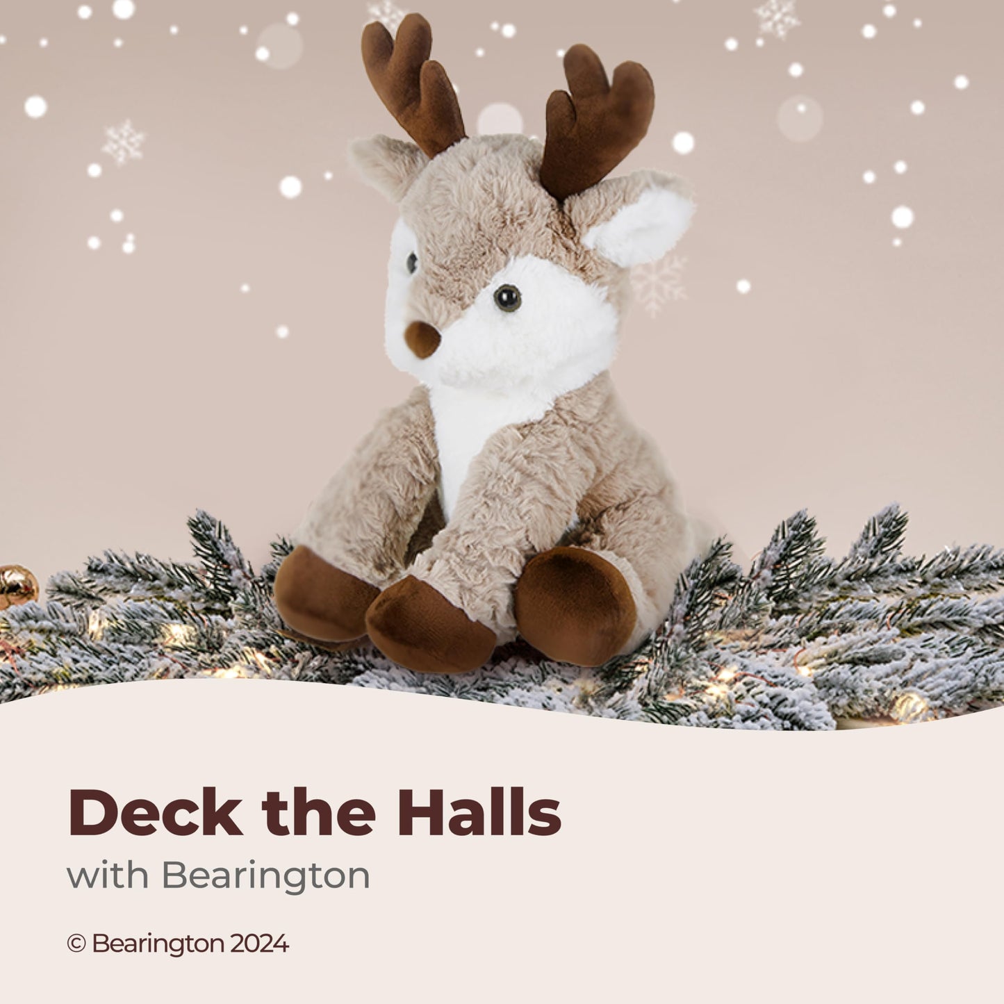 Bearington Reiny Plush Reindeer Stuffed Animal, 11.5 Inch Stuffed Reindeer Plush Toy, Ideal Christmas Stuffed Gift for Toddlers, Kids & Teens