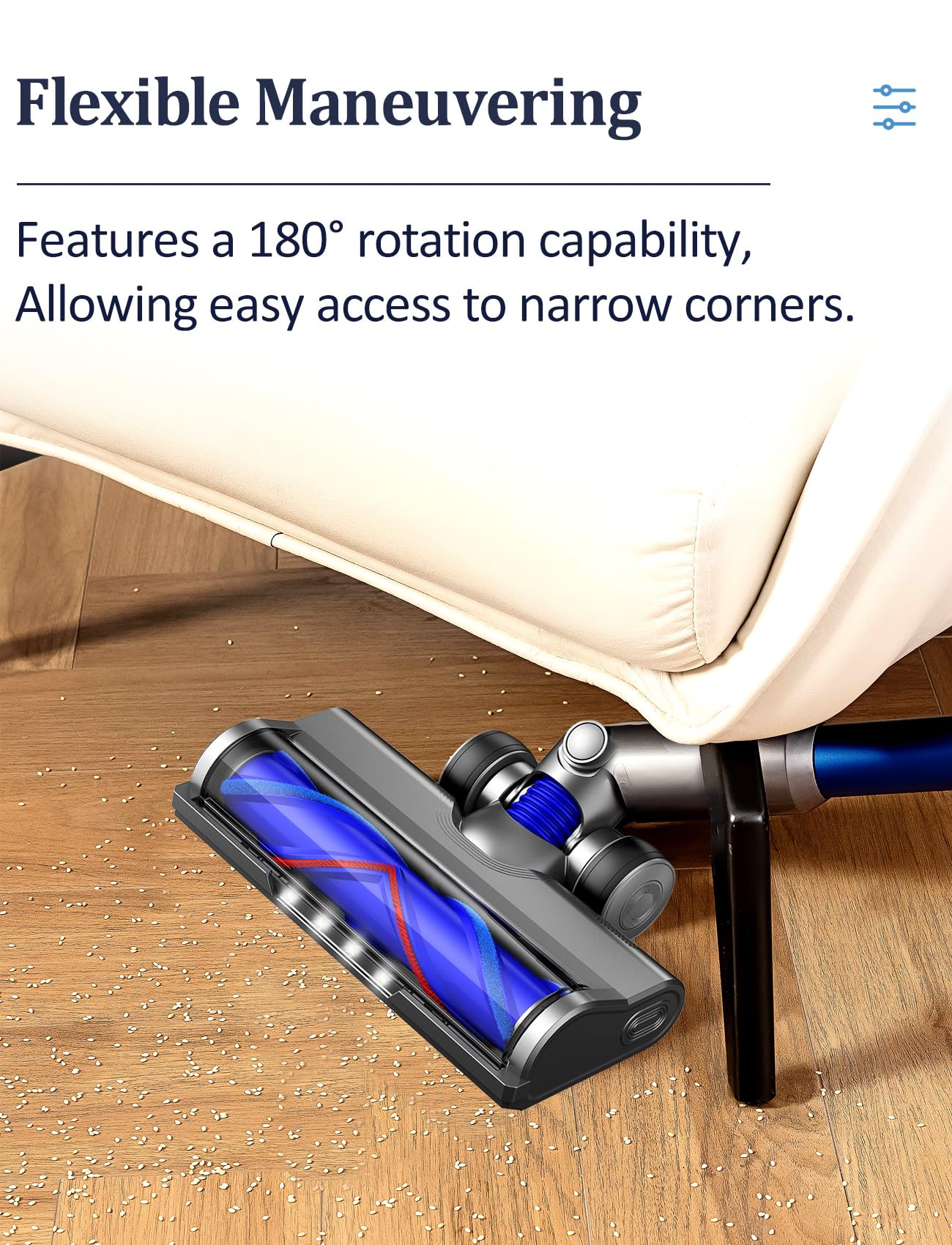 Vacuum Attachments for Dyson V6 Cleaners, Brush Motorhead Head with LED Lights for Hardwood Floor and Carpet, V Shape Bristle Roller Replacement Parts for DC59 DC61 DC62 DC74
