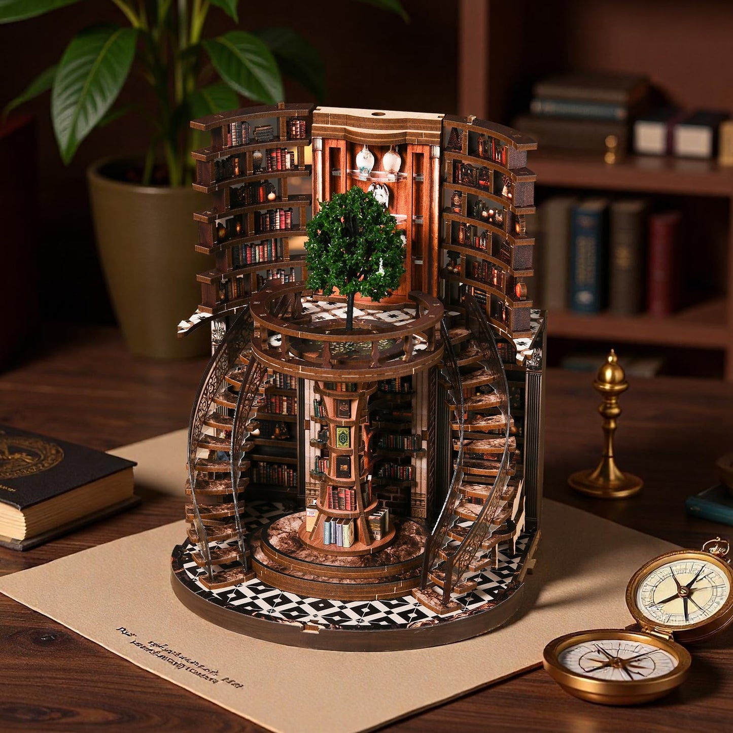 DIY Miniature Dollhouse Book Nook Kit with LED Light, Classical Music Room Theme, Crafts for Adults, Gifts for Family and Friends