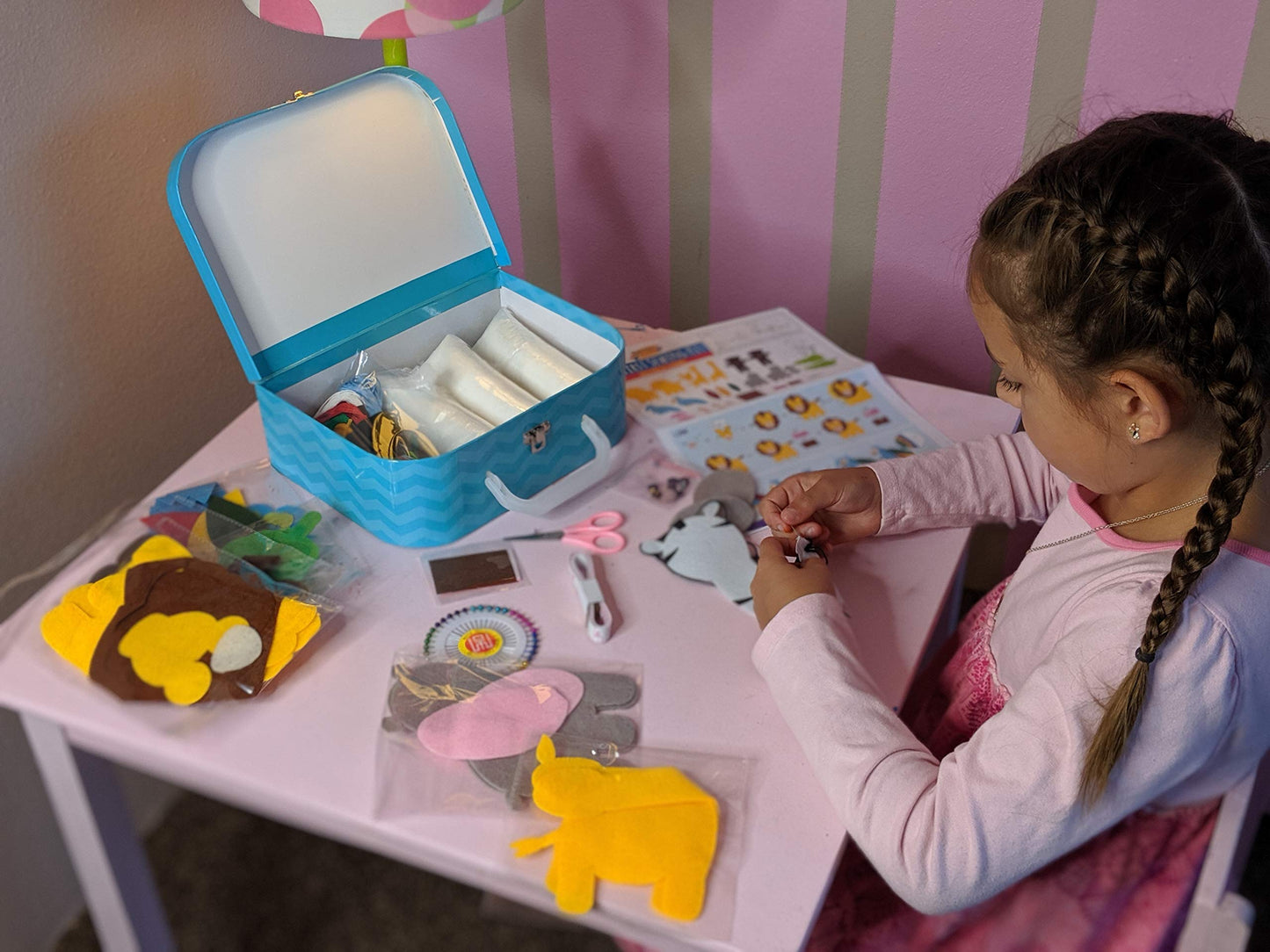 Peachy Keen Crafts My First Sewing Kit | Starter Sew Set for Kids DIY Stitching with Travel Case | Perfect Craft for Beginner