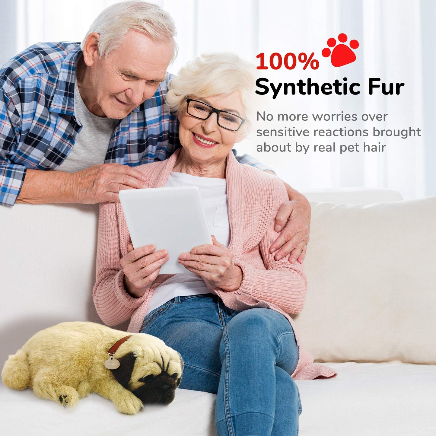 Original Petzzz Huggable Pug Puppy, Dog Toys for Kids and Elderly, Realistic Dog Stuffed Animals, Battery-Operated Stuffed Dog, Companion Interactive Pets with Synthetic Fur - Perfect Petzzz
