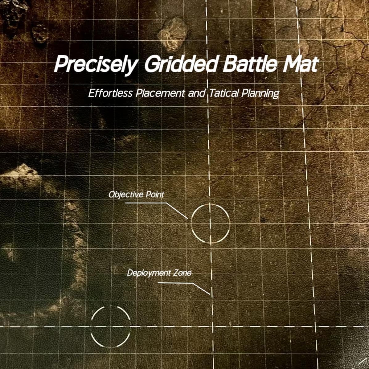Lighter Creative 44'' x 60'' Battle Mat Gridded War-Gaming Mat for WH40K, Wargame RPG and Other Tabletop Games - Made of Synthetic Leather, Wasteland Patterned (Rolled Package)