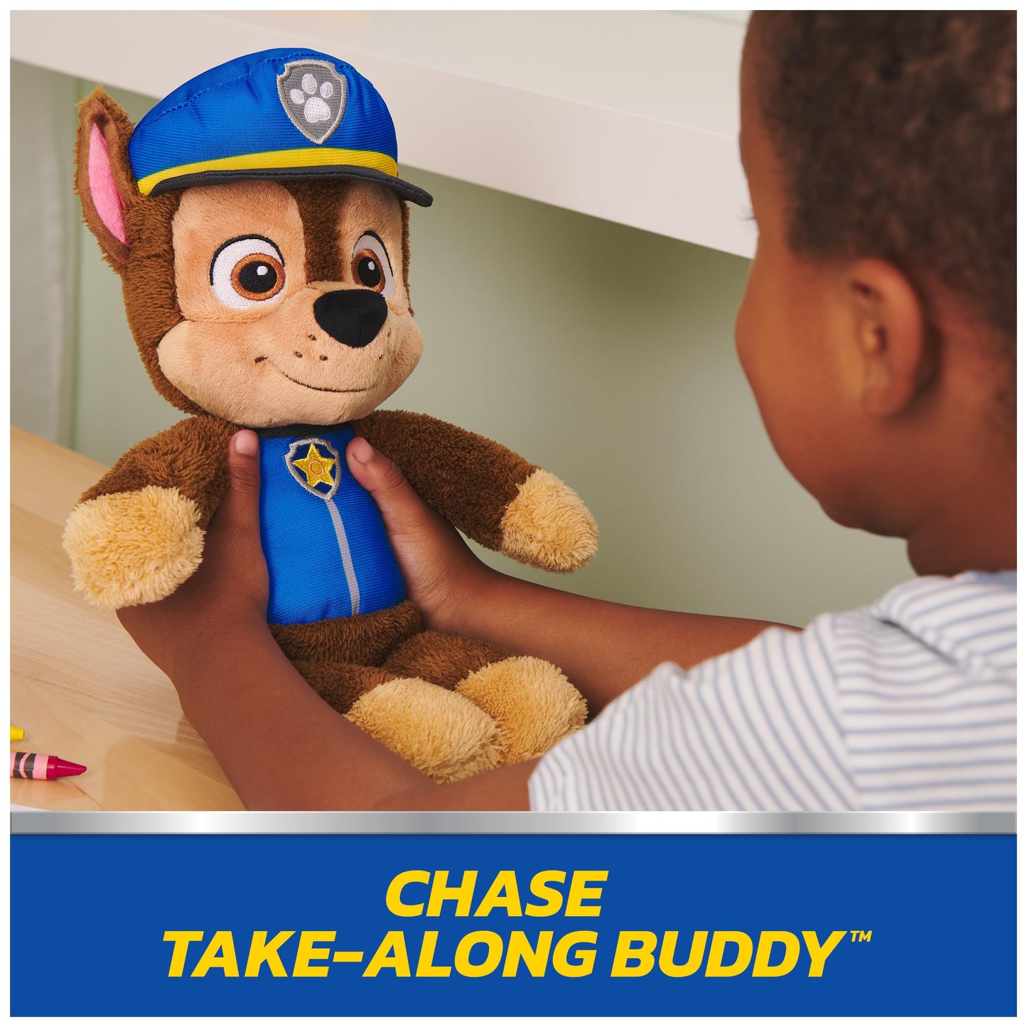 GUND PAW Patrol Official Chase Take Along Buddy Plush Toy, Premium Stuffed Animal for Ages 1 & Up, Blue/Brown, 13”