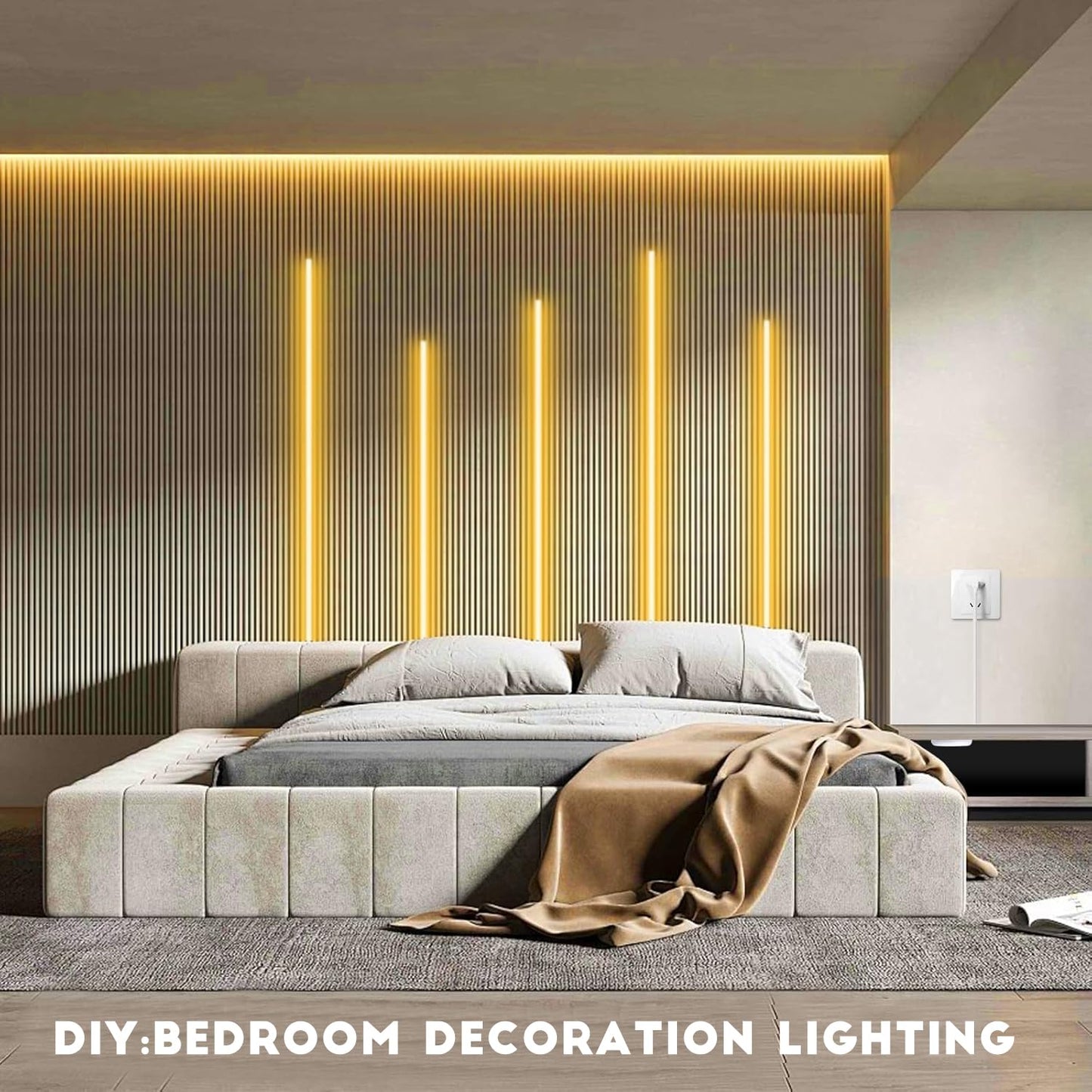 CHNMALITAI COB LED Strip Lights 12V Penetrable Wood Touch Dimmable LED Under Cabinet Light Kit with 60W Adapter 2M/6.56FT Flexible COB LED Strip for DIY Kitchen,Cabinet,Counter,Shelf,Showcase Decor