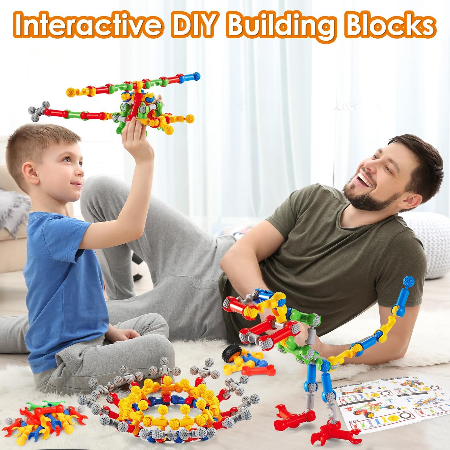MOONTOY STEM Building Blocks Toys for Kids Ages 3-8, 110 Pieces Construction Set for 3 4 5 6 7 8+ Year Old Boy Girl Birthday Gift, Educational Erector Set Creative Games