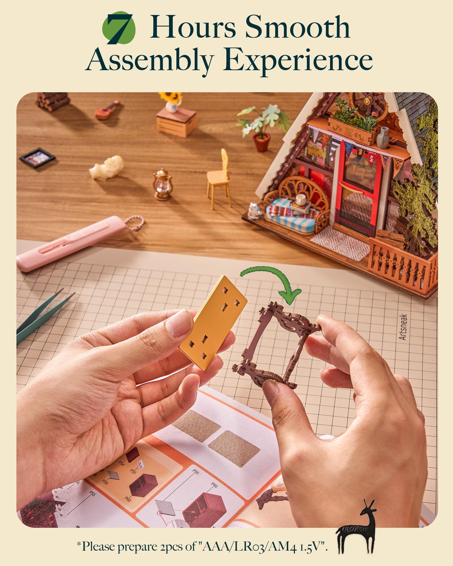 Rolife Miniature House Kit, Mini Wooden Dollhouse Kit, Tiny House Diorama Building Kits DIY Crafts for Adults, 3D Puzzle Birthday Crafts Hobbies Gift for Teens
