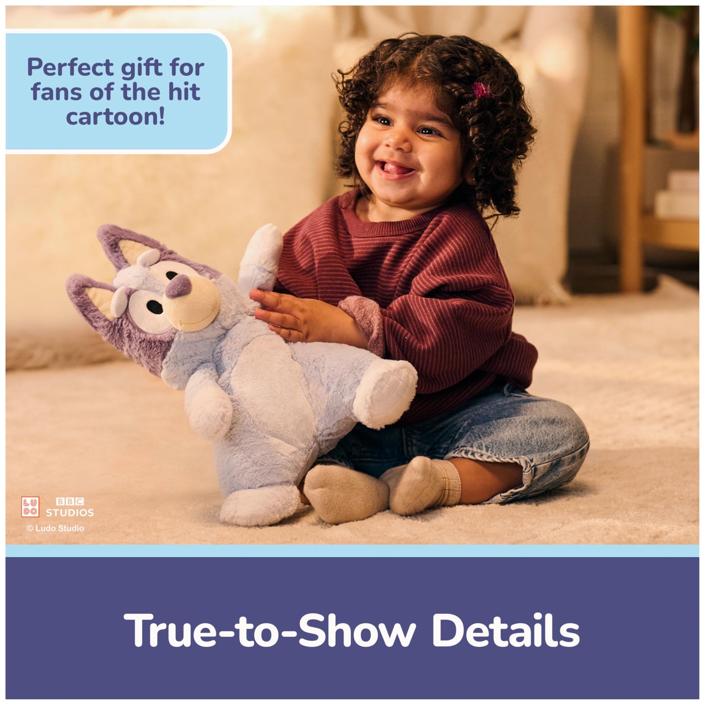 GUND Official Bluey Oh So Snuggly Plush, Bluey Plushies, Stuffed Animal Sensory Toy for Babies and Toddlers, Blue, 12.5”