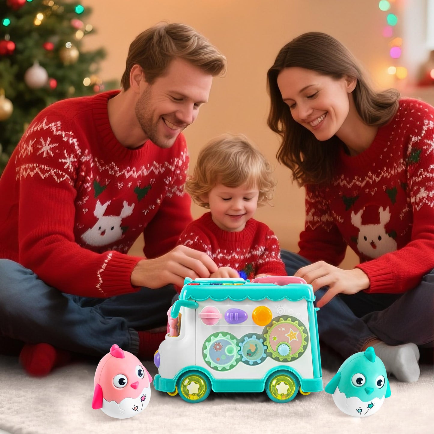 iFaveorr - Toy for 1 Year Old Montessori Toy, 10-in-1 Baby Bus 6-12-18 Months, Educational Toy for Children from 1 to 2 Years, First Gift