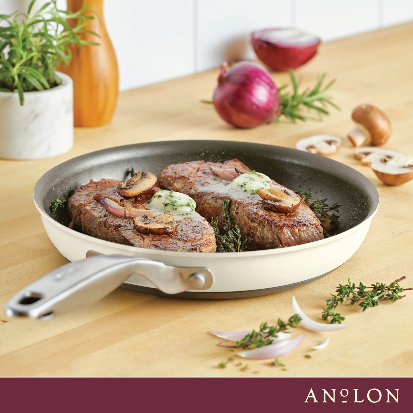 Anolon Achieve Hard Anodized Nonstick Frying Pan/Skillet, 10 Inch, Cream