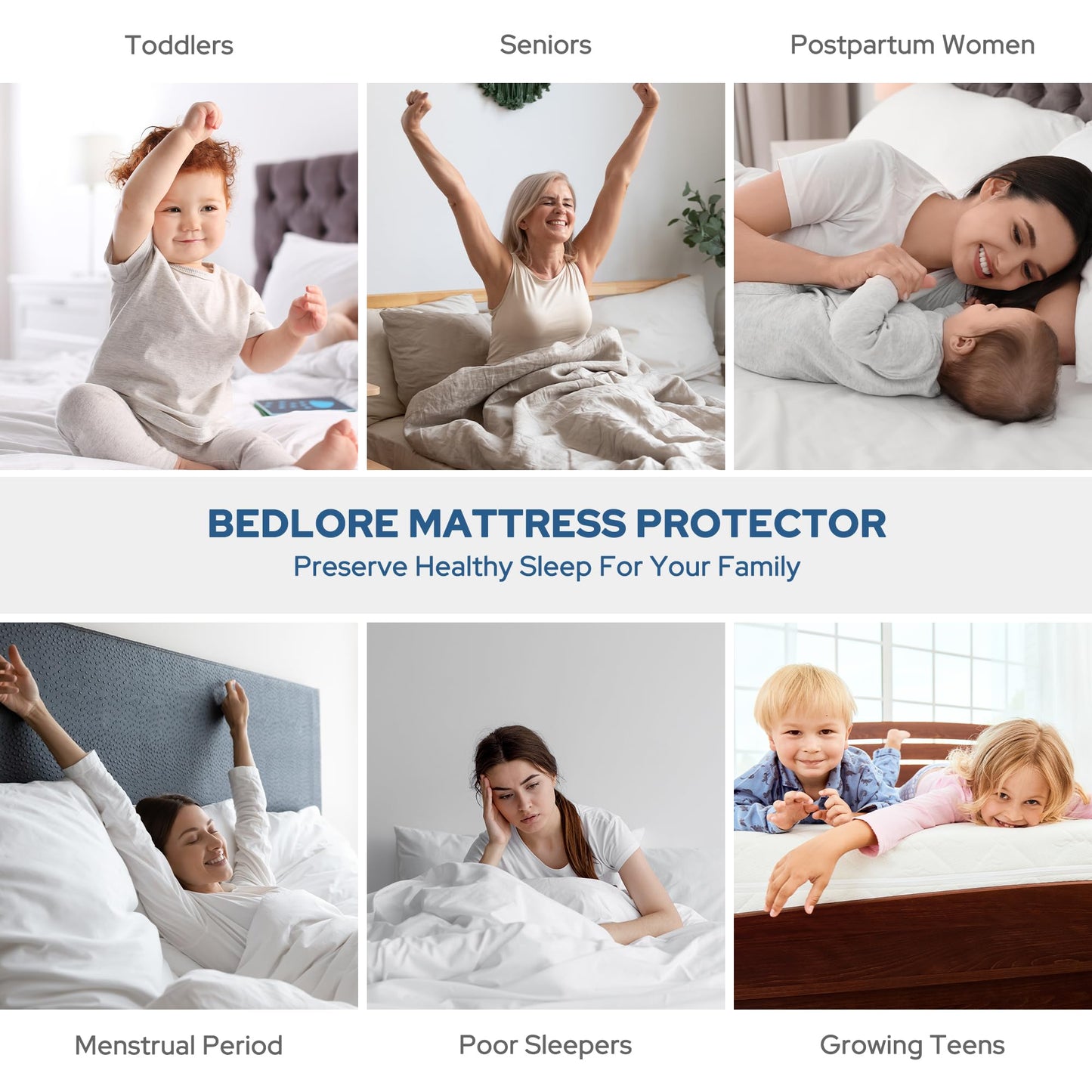 BEDLORE Waterproof Mattress Protector, California King Size Mattress Pad with Deep Pocket 6"-18" Depth, Soft Noiseless Dirt-Proof Bed Mattress Cover Washable for Home, Bedroom, Hotel (Black)