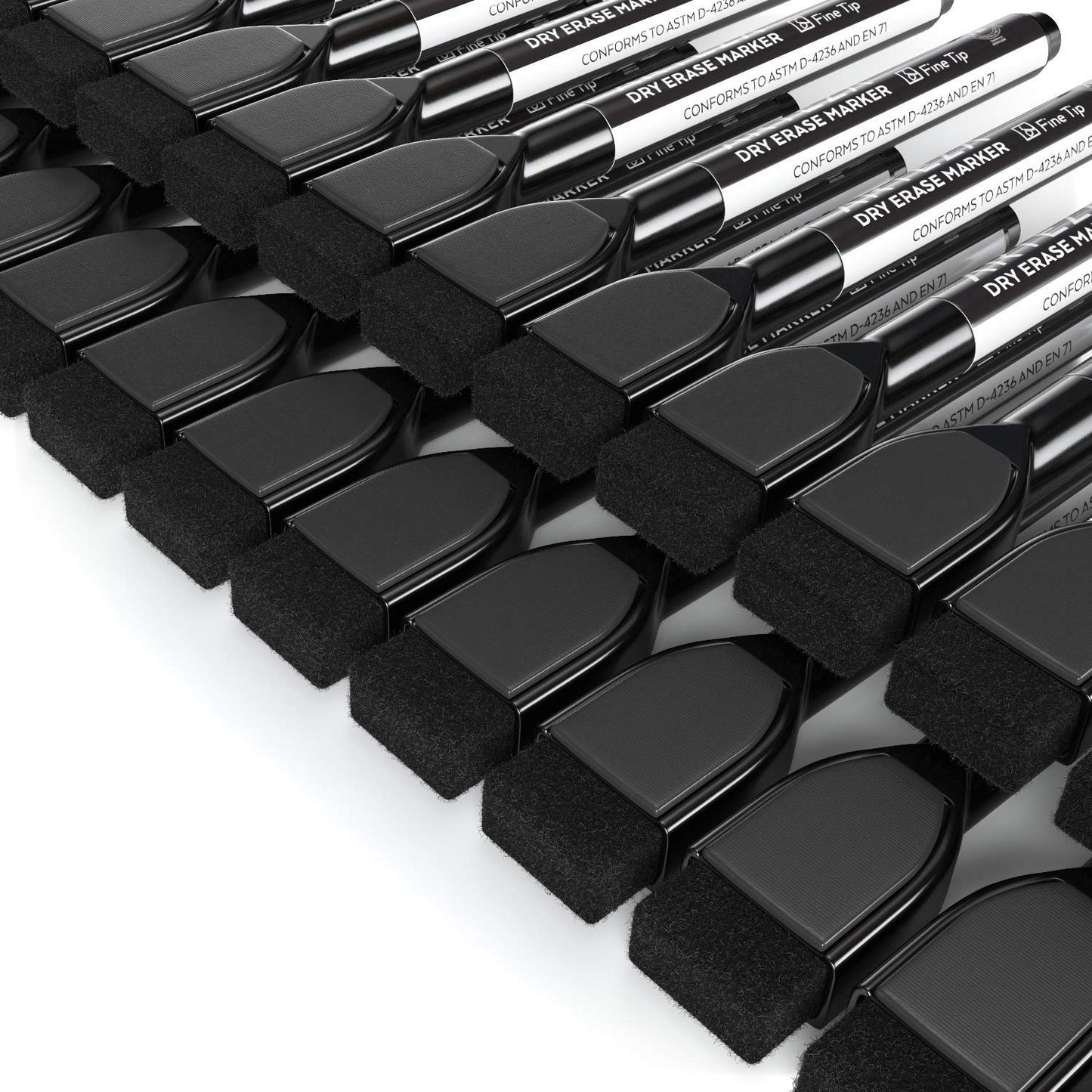 ARTEZA Black Dry Erase Markers with Erasers – Pack of 36 Magnetic Fine Tip Whiteboard Pens with Low-Odor Ink for Office & Home Use