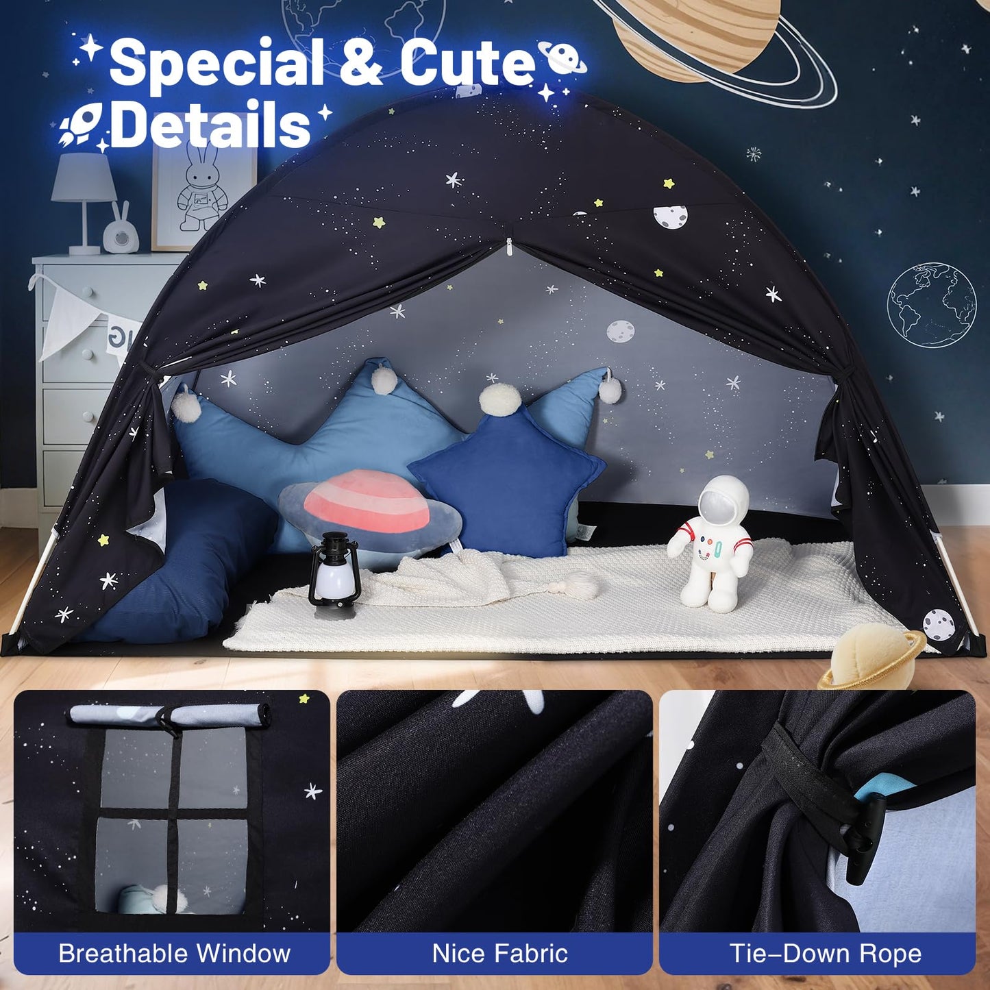 Sumbababy Large Teepee Tent for Kids - Tent Indoor Kids Teepee Tent for Boys & Girls - Kids Play Tent Inside Canopy Bed for Playroom Gift Toys (Black Galaxy)