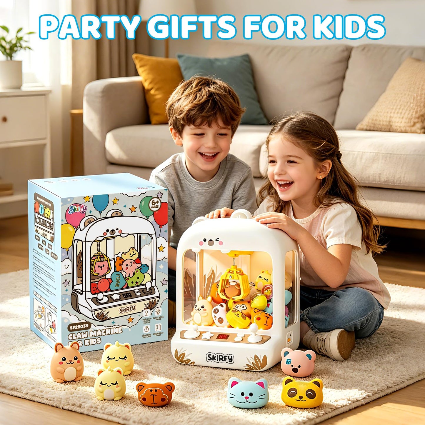 Skirfy Mini Claws Machines for Kids,Vending Machines Toys for Boys Girls 6 7 8 9 Year Old,Arcades Games Toys Bear with LED Light & Adjustable Sound,Birthday Party for 6-12 Year Old Boys Girls