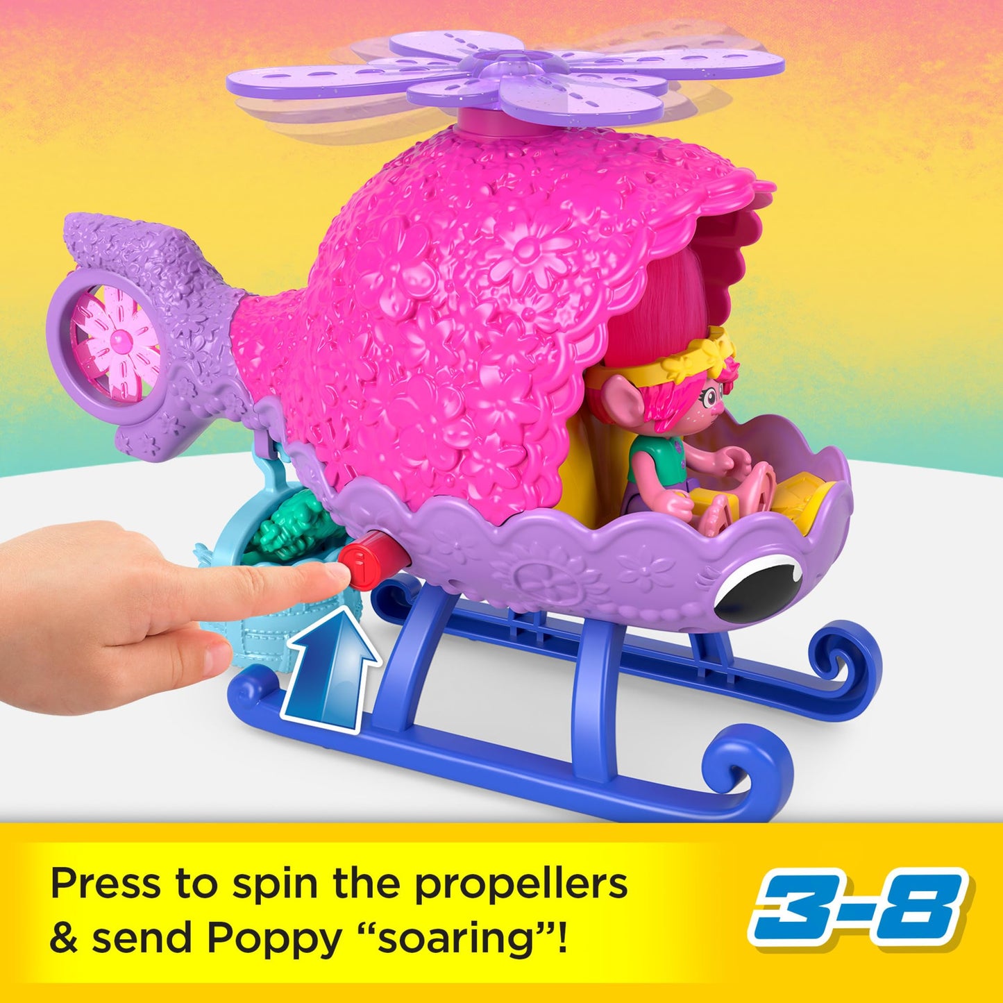 Fisher-Price Imaginext DreamWorks Trolls Toys Poppy's Copter, Helicopter & Figure Playset for Pretend Play Kids Ages 3+ Years
