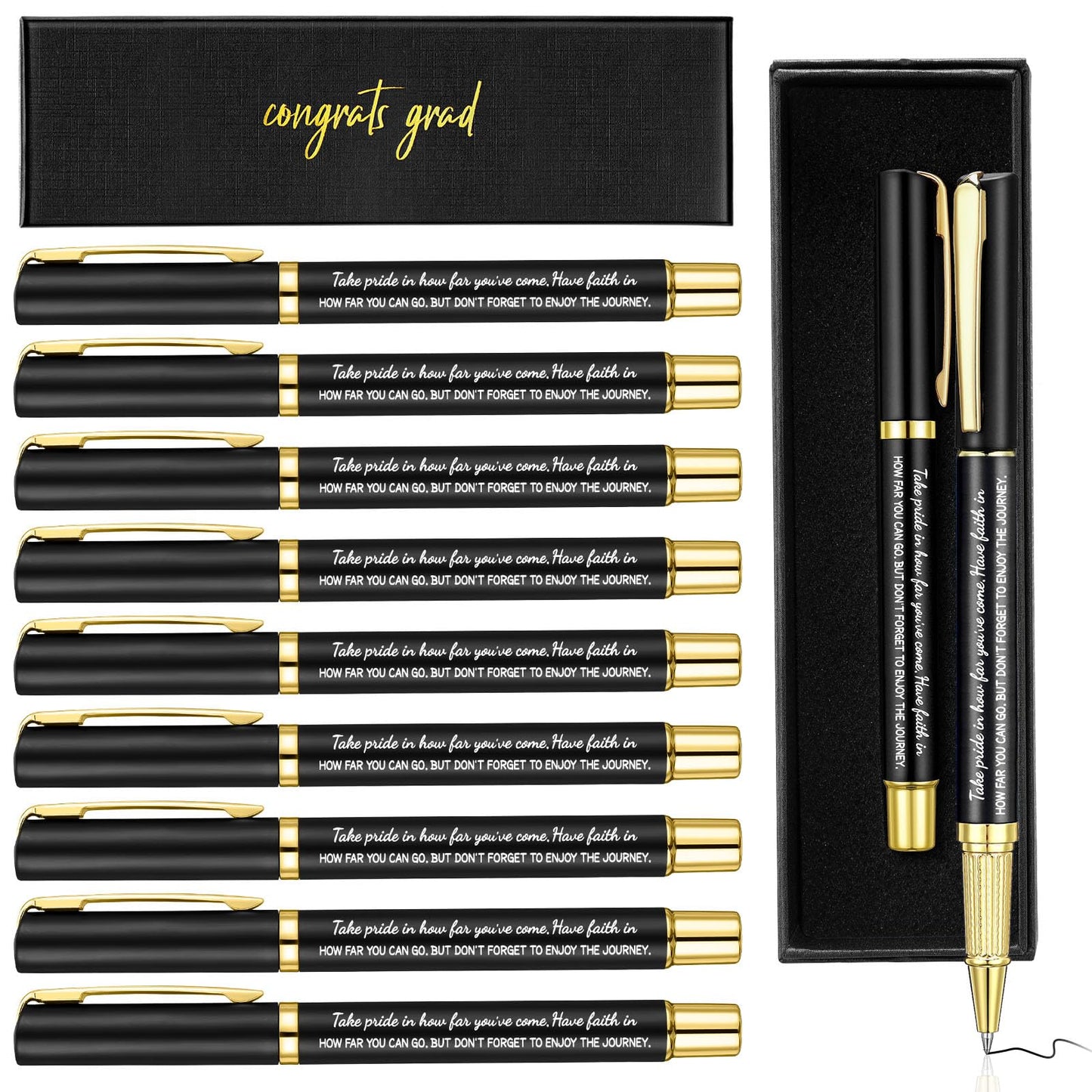 FoldTier 30 Set Graduation Gifts Congrats Grad Ballpoint Pens with Engraved Inspirational Quotes Pen Boxes Take Pride in How Far You Have Come Congratulations on 2026 Graduation Gifts