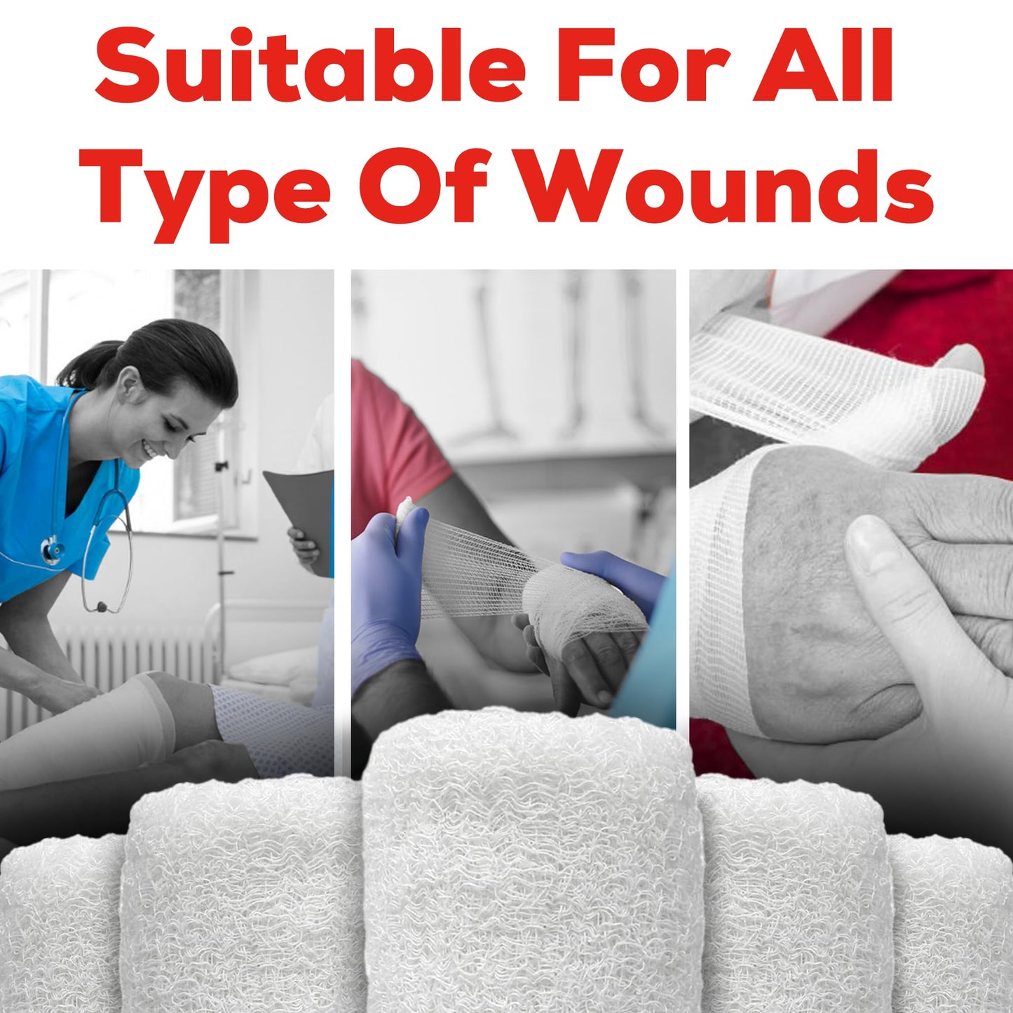 Kerlix Gauze Bandage Rolls - 4 1/2 in x 4.1 Yds, 6 Ply, 24 Single Sterile Pocuhes - Ultra Absorbent, Latex Free, Hospital Grade Cotton Fluff Bandage Wrap Krinkle Style - Wound Care & First Aid -HEALQU