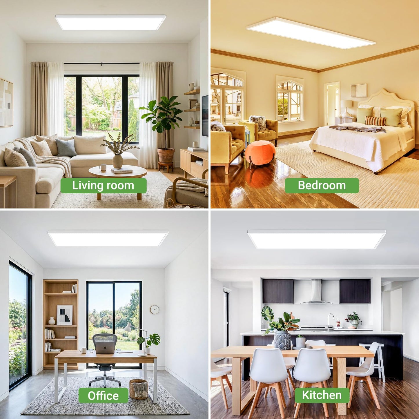 zemty LED Flat Panel Light with Remote 31.4x9.8 Inch, 36W 3800LM 3000K-6000K Color Temperature, Dimmable Flush Mount Ceiling Light Fixture for Kitchen Bedroom Garage