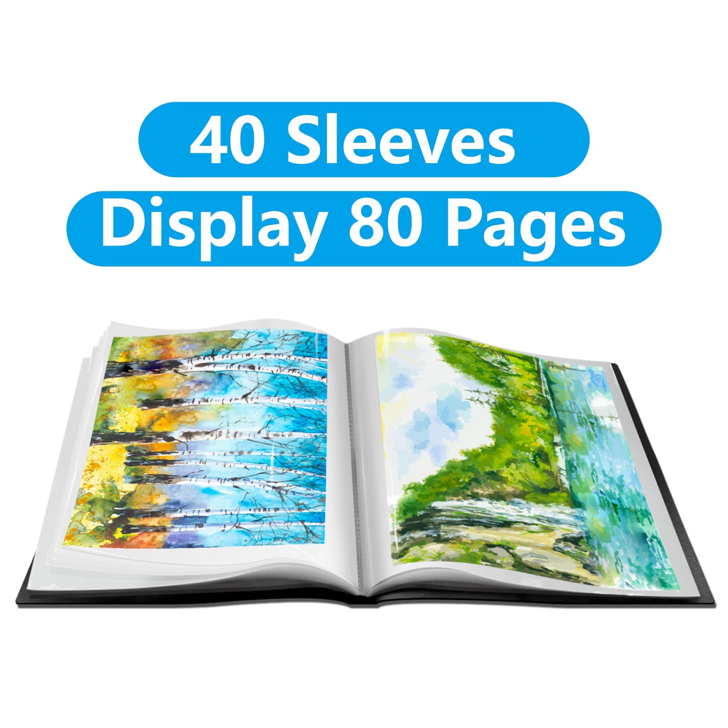 Presentation Book 40 Clear Pockets Sleeves Protectors Art Portfolio Clear Book for Artwork, Report Sheet, Letter (Can Accommodate 24.2 X 18.4inch)