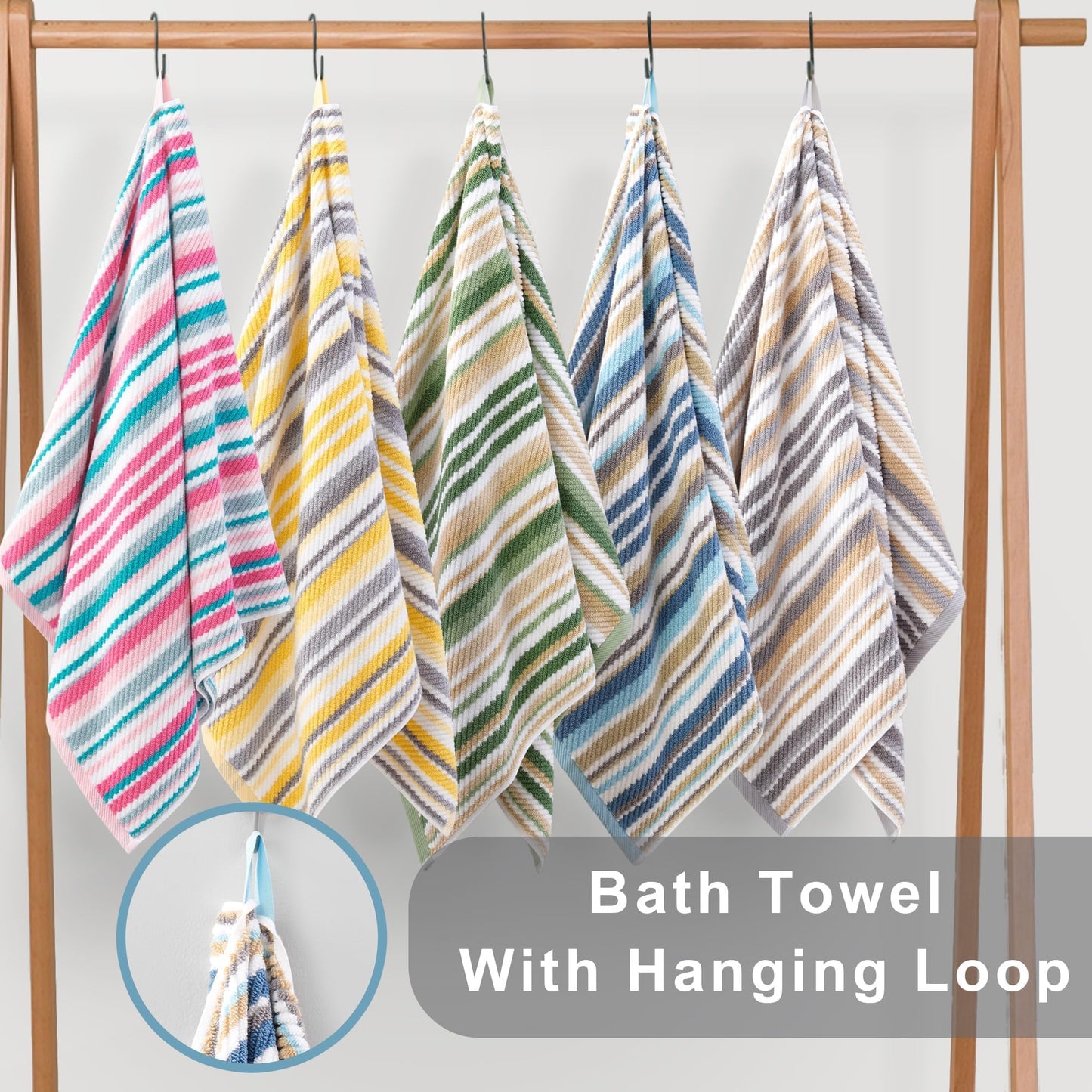 Beige Striped Hand Towels, Bathroom Hand Towels Set of 4, 16"x27" - 100% Cotton | Quick Dry | Absorbent | Light Weight, Soft Towel Set for Showering & Guest, Luxury Towel Gift, Tan and Gray
