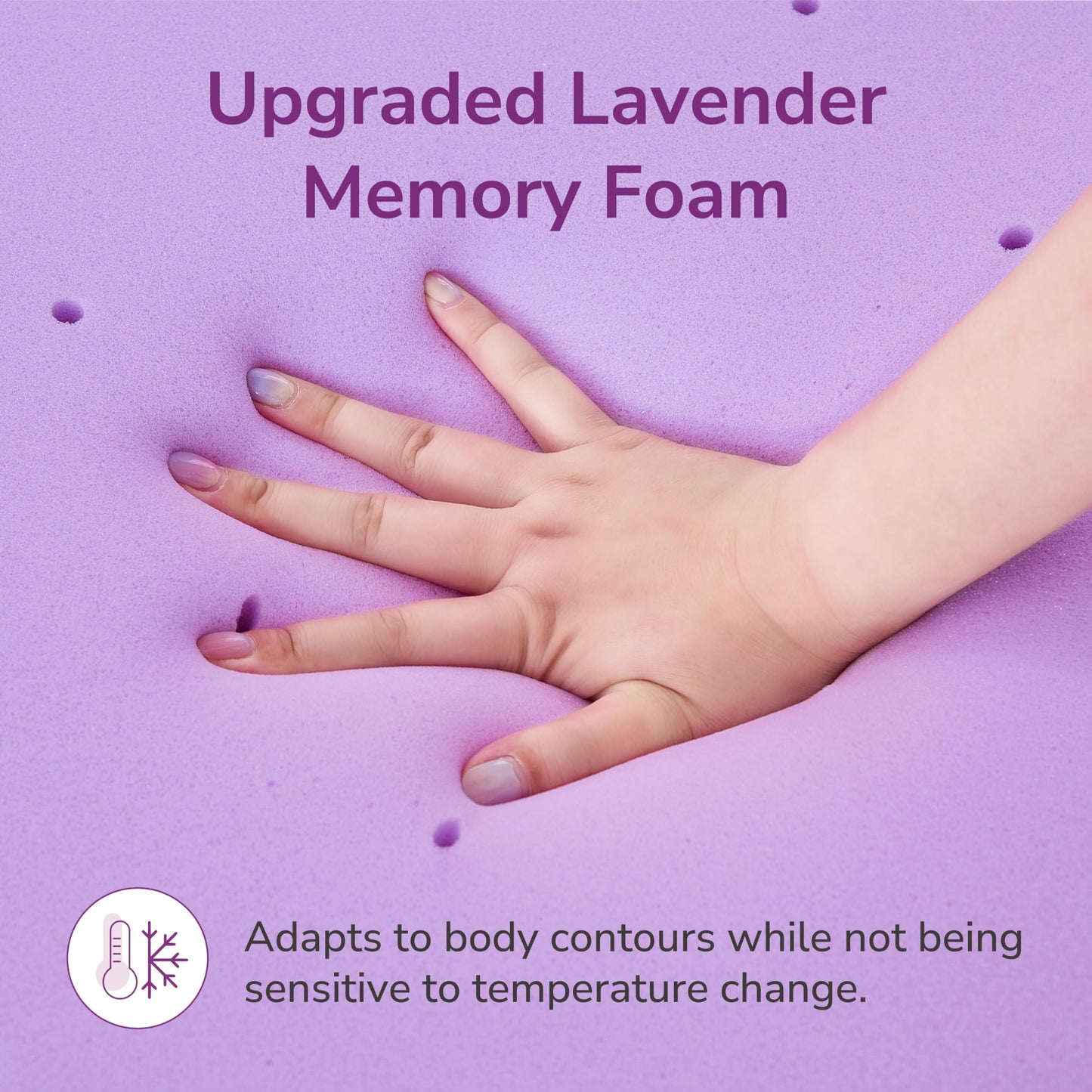 2 Inch Queen Lavender Infusion Memory Foam Mattress Topper for Relaxing Sleep, Ventilated & Pressure Relieving, CertiPUR-US Certified, Medium Firm Topper in a Box, Queen Size, 60"x80"