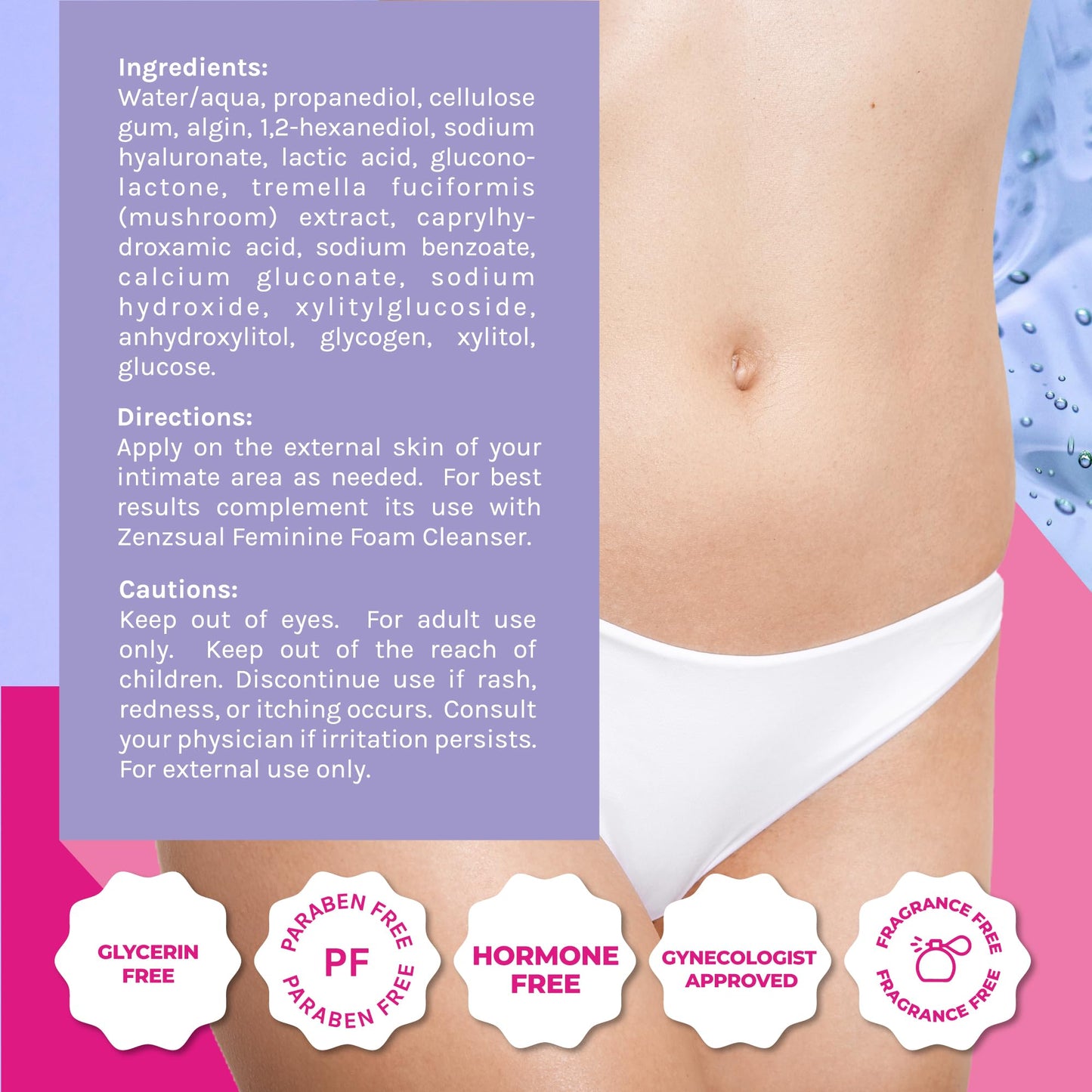 ZENZSUAL Vaginal Moisturizer Gel with Hyaluronic Acid, pH Balanced, Water-Based for Women- Long Lasting Feminine Moisturizing – Hydrates, Protects, Regenerates your Intimate Area (3 Fl Oz – 89 ml)
