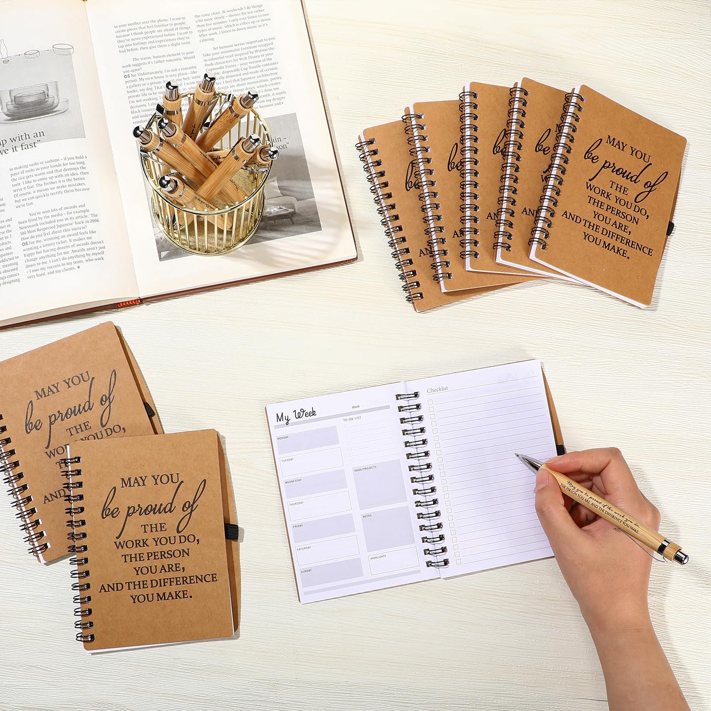 Tellingyou 60 Pcs Employee Appreciation Gifts Bulk Inspirational Spiral Notebooks 2026-2027 Planner Pocket Notepads with Motivational Pens Thank You Gifts for Cna Nurse Teacher Coworker Volunteer