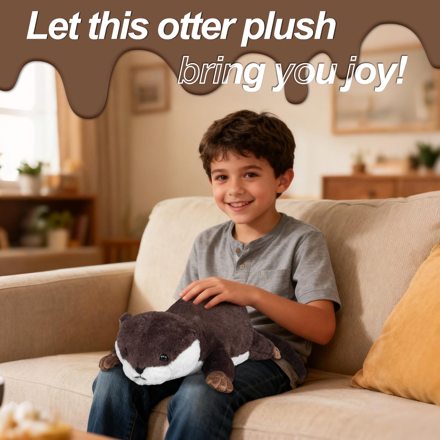 CSVBTRF Weighted Stuffed Animals, 4.1 lbs 18" Otter Plush Hugging Pillow, Weighted Otter Stuffed Animal Gifts for Kids Boys and Girls