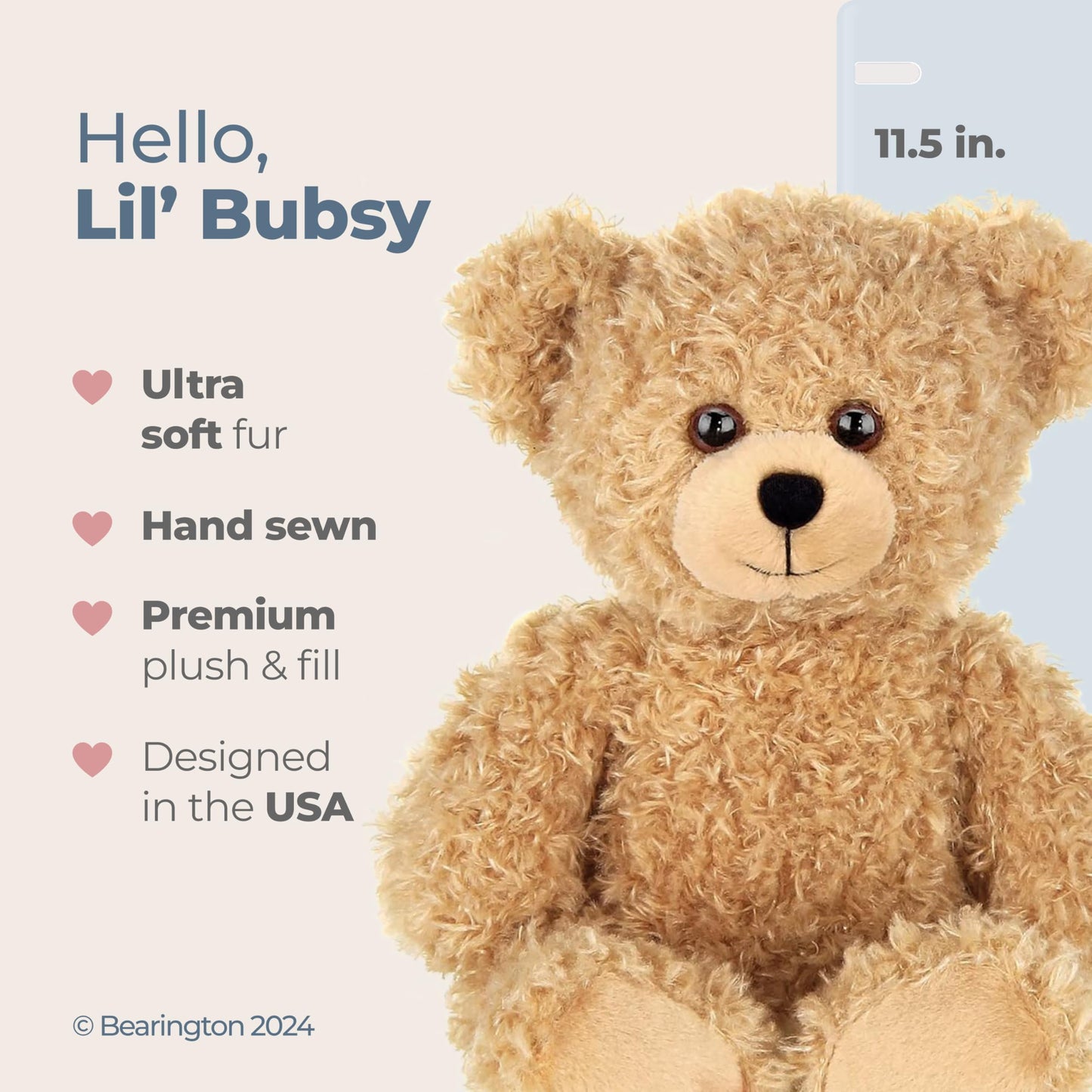 Bearington Lil' Bubsy Brown Plush Teddy Bear Stuffed Animal, 11.5 Inch