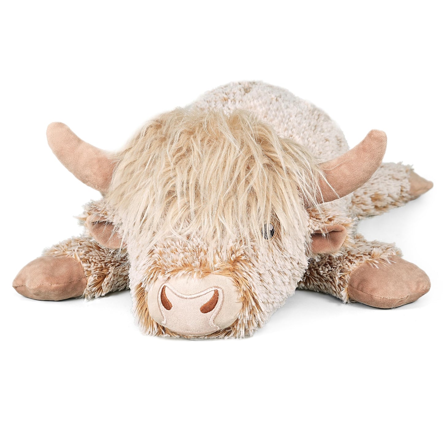 Dutioavg 3.5Lbs Weighted Stuffed Animals Microwave Highland Cow Plush with Removable Heating Pad，23" Unscented Heatable & Coolable Highland Cow Cute Warm Gifts for Kids and Adults