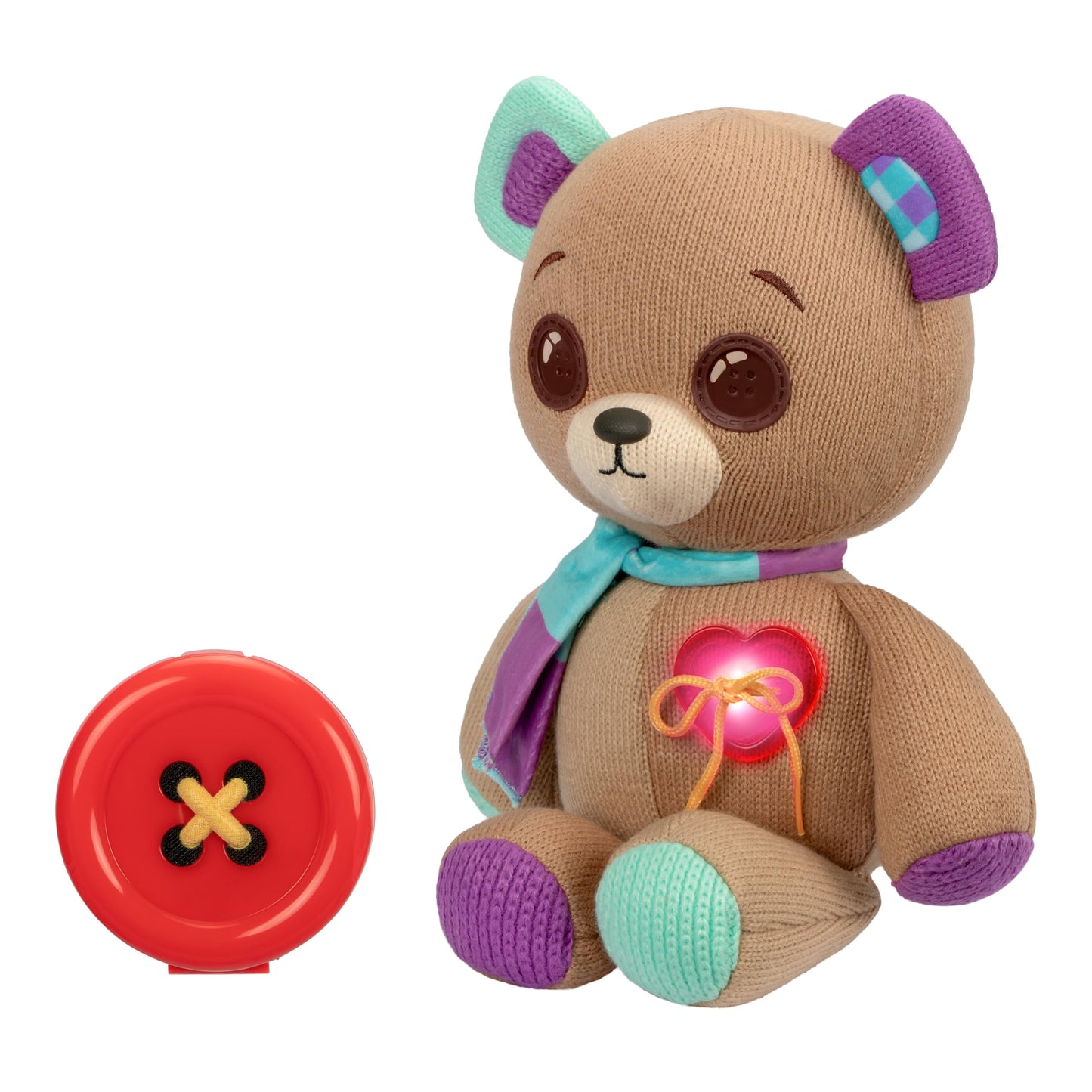 Thready Bear | Interactive 14" Plush Teddy Bear. Make A Wish & Bear Comes to Life. Magical Expressive Button Eyes - Happy, Sad, Winks & Blinks. for Kids Ages 3+.