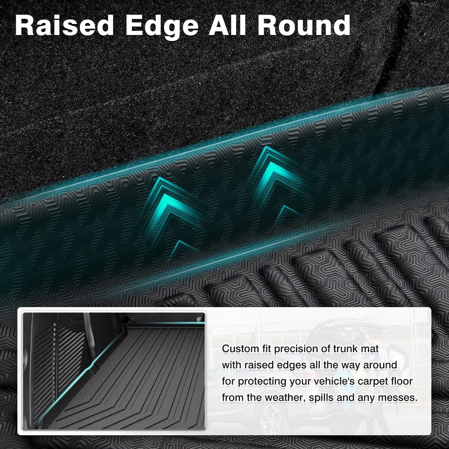 Mixsuper Cargo Liner for 2021-2025 2026 Chevrolet Tahoe/GMC Yukon, Behind The 2nd Row Seats, All Weather Cargo Mat Rear Trunk Liner Black