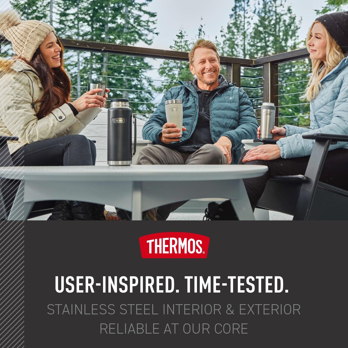 THERMOS ICON SERIES, Stainless Steel Beverage Bottle, Matte Stainless Steel, 40 oz