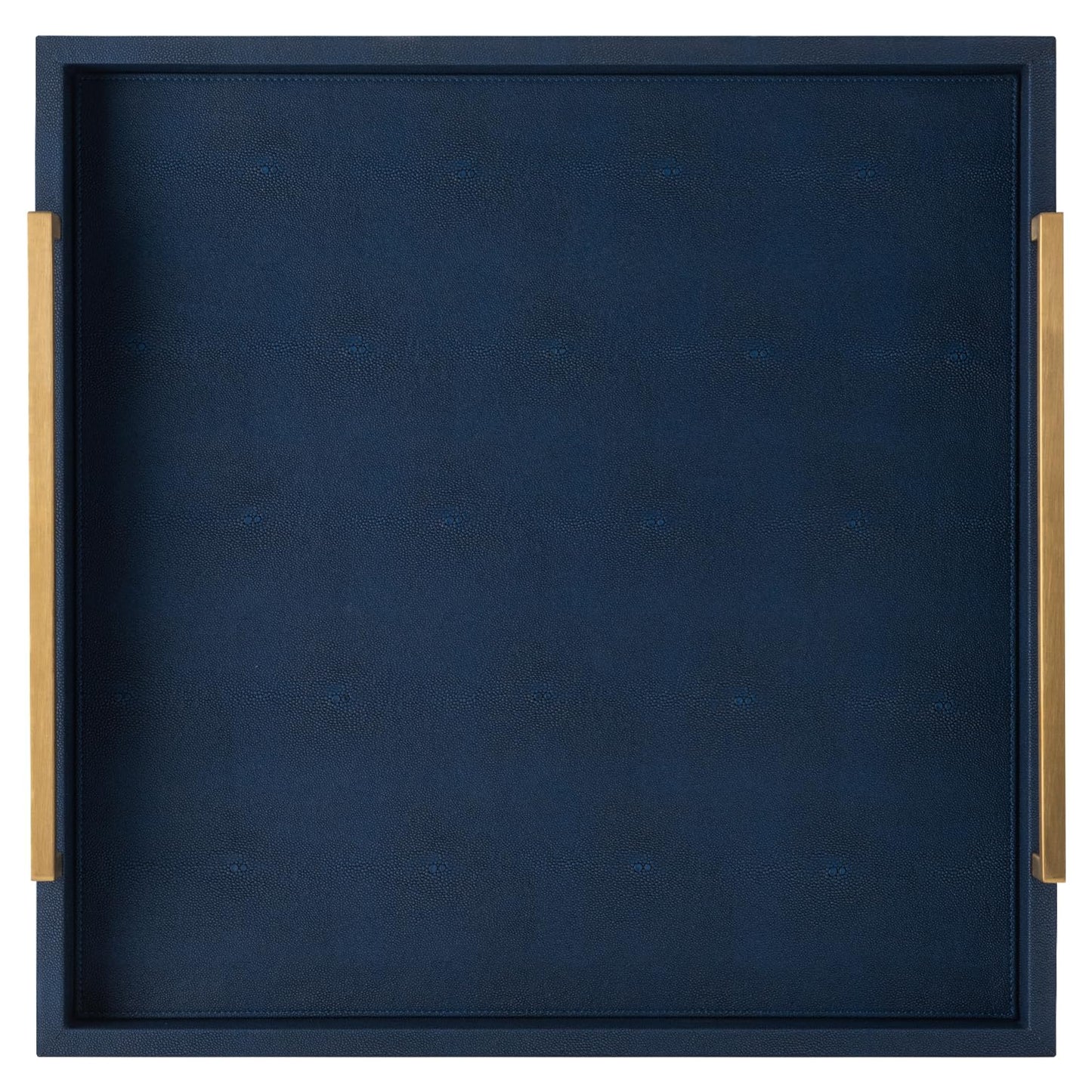 Large Navy Blue Decorative Tray for Ottoman,Stylish Rectangle Coffee Table Tray with Handles,Versatile Serving Tray for Living Room and Home Decor