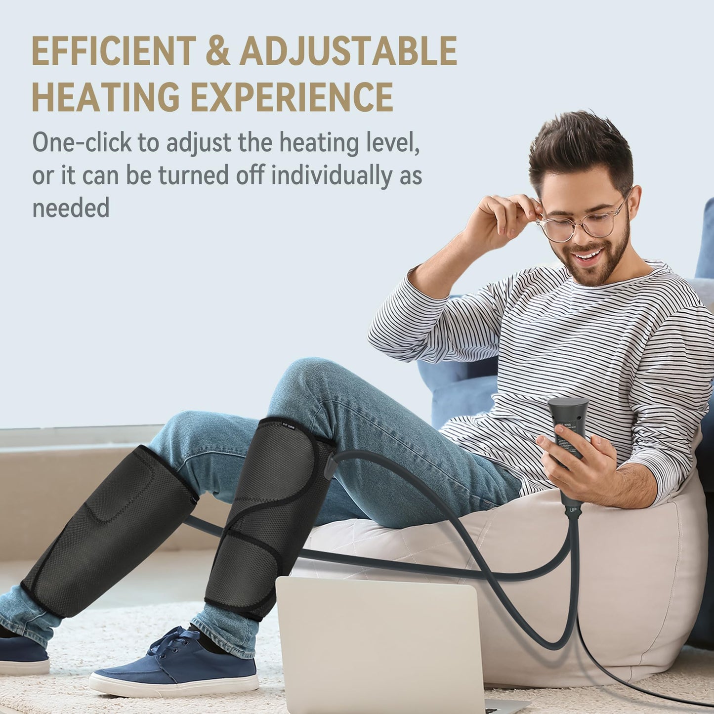 FIT KING Leg Massager for Circulation Calf Massager with Heat (Corded Electric) Helpful for Pain Relief RLS Edema and Muscles Relaxation - Great Gift for Wife Parents Friends - FSA HSA Eligible