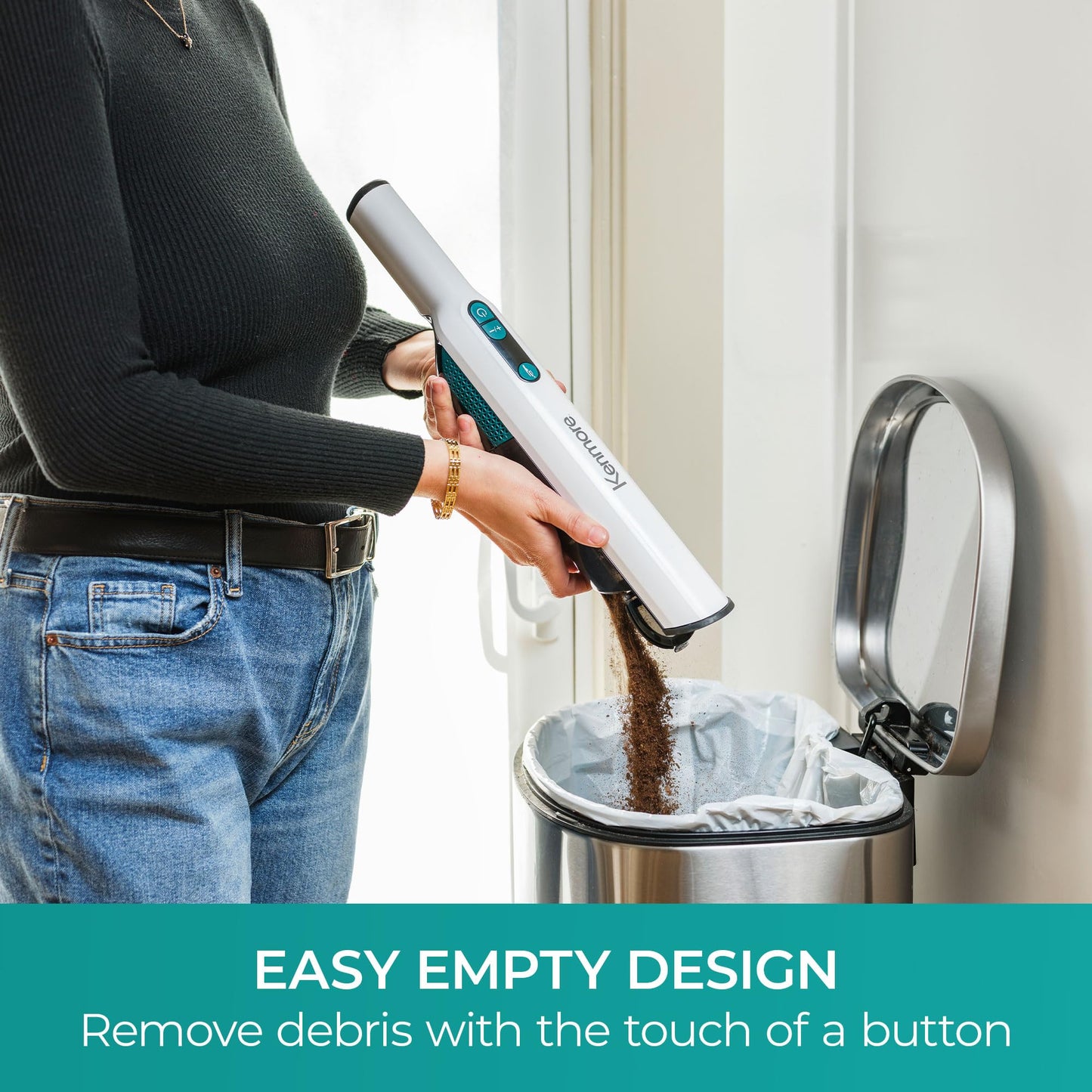 Kenmore HV3005 11.1V Brushless Cordless Handheld Vacuum Cleaner Lightweight Versatile and Portable Hand Vac Powerful Suction with 2-Speed Power Control for Pet Hair, One-Touch Empty for Car & Home