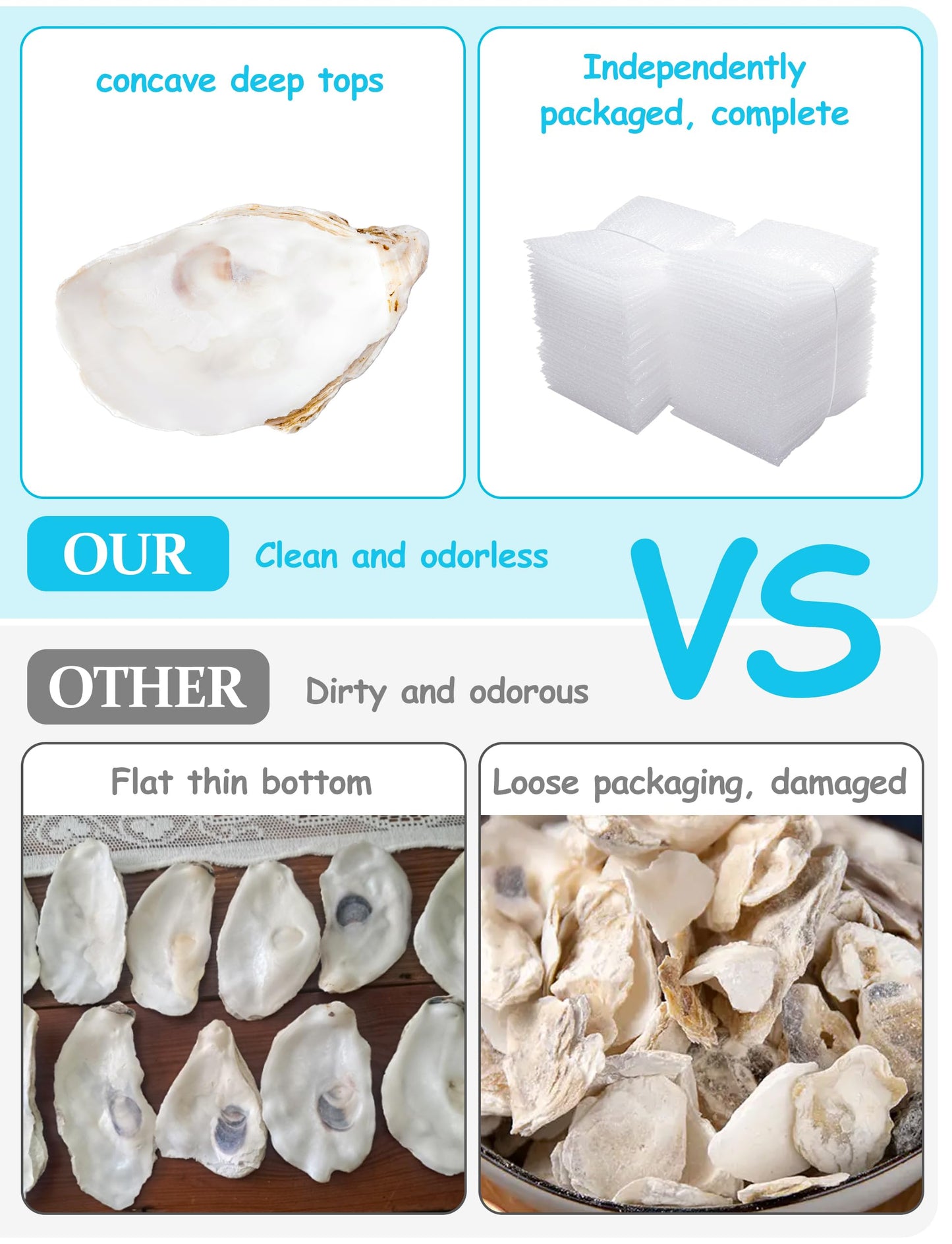 30Pcs Oyster Shells for Crafts， 4"-5" Large Oyster Shell for Crafts，Oyster Shells for Christmas 、Painting、 Beach Themes、 Wedding, Home Shells for Decoration and Sea Shells for Crafting
