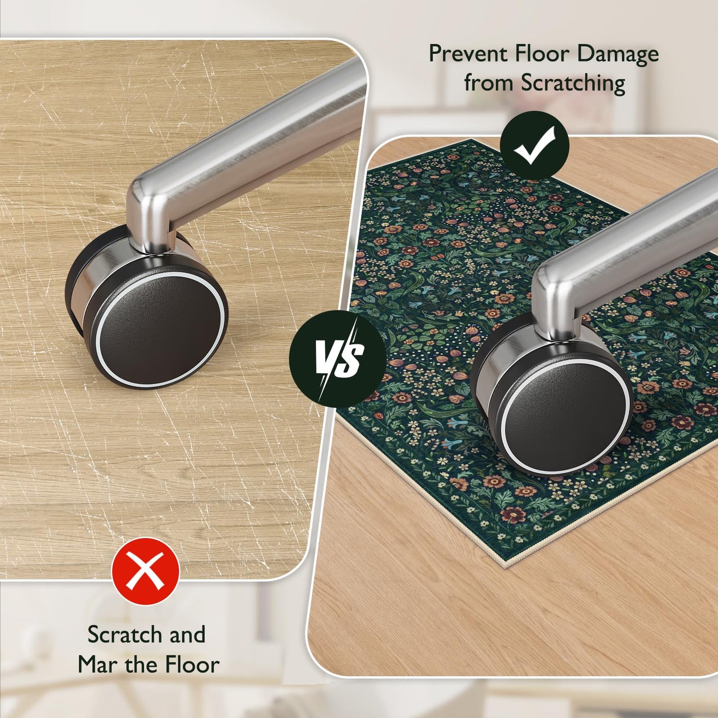 Anidaroel Floral Office Chair Mat for Hardwood & Tile Floor, 48"x60" Desk Chair Mat for Home Office, Under Desk Rug for Rolling Chair, Non Slip Computer Chair Mat, Low-Pile Carpet Protector Rug