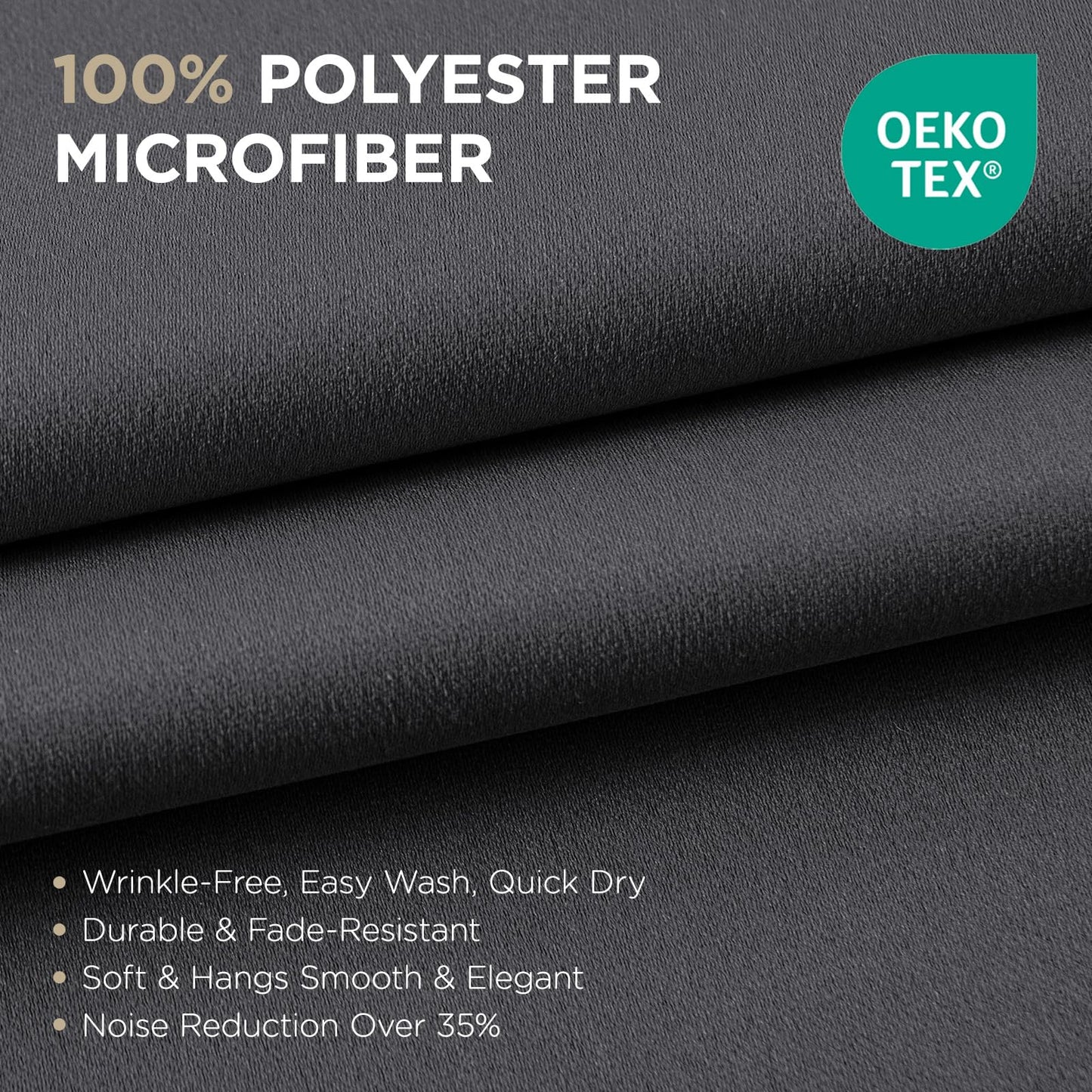Joydeco Extra Long Curtains, Blackout Curtains 108 Inches Long 2 Panels Set, 108 Inch Curtains, Room Darkening Grommet Darpes for Living Room Bedroom Window (W52 x L108 Inch, Dark Grey)