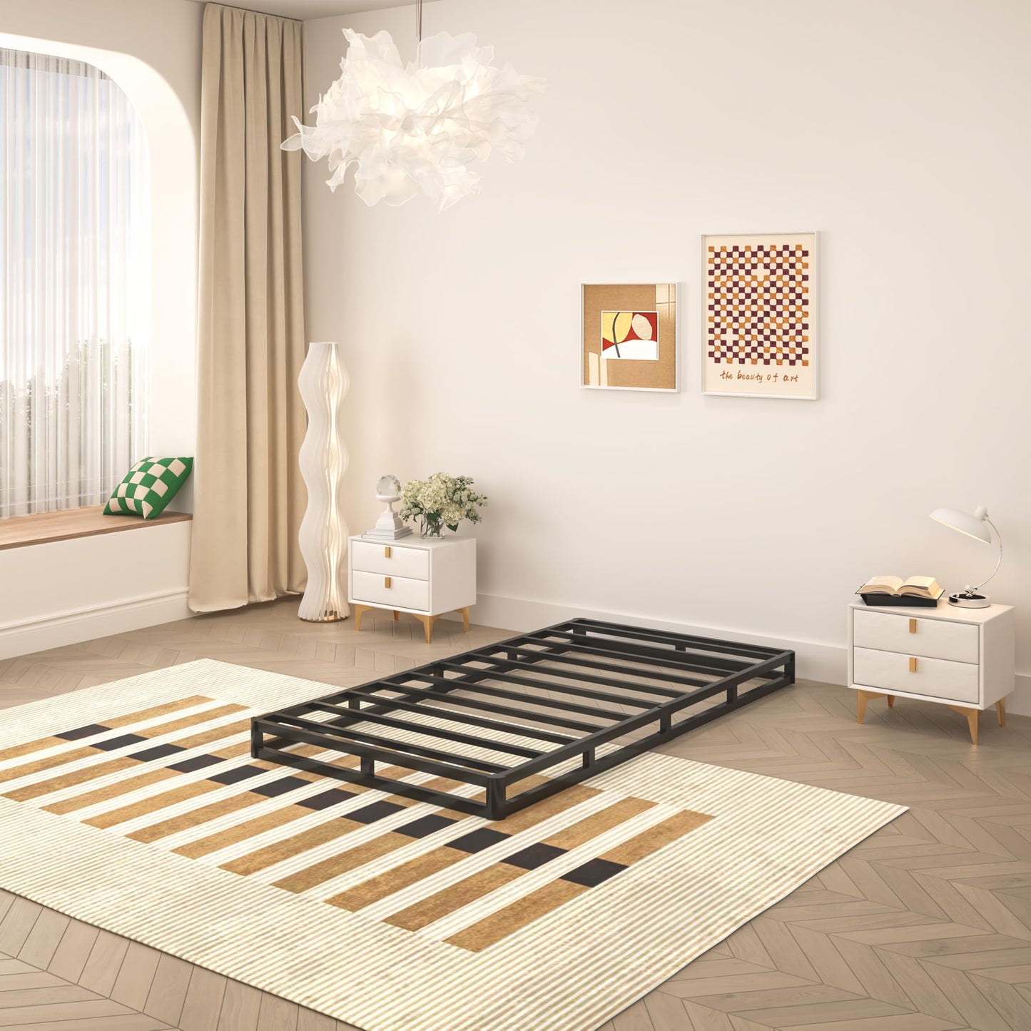 TROZULER 5 Inch Twin Box Spring, Heavy Duty Metal Mattress Foundation, 2500 lbs Capacity, Low Profile, Noise-Free, Easy Assembly with Fabric Cover