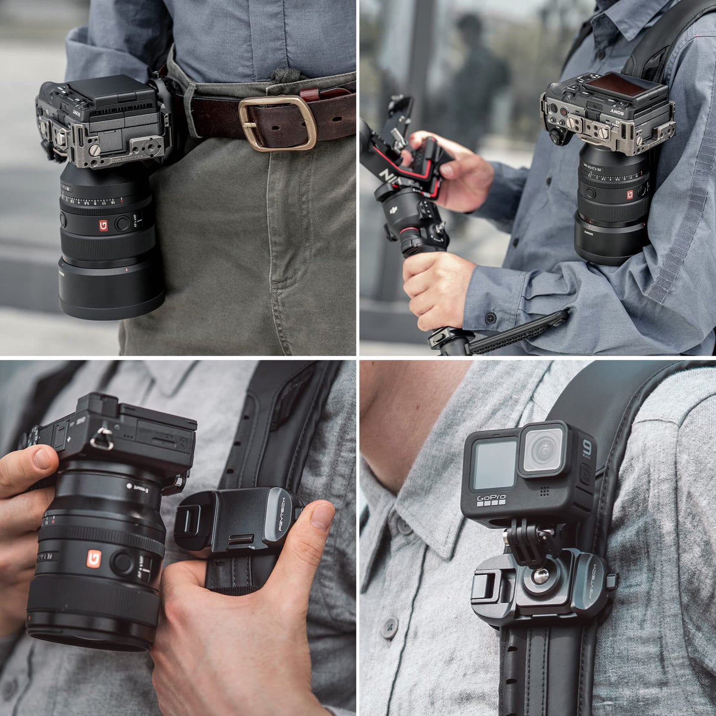 PGYTECH Beetle Camera Clip with Plate Camera Quick Release System for Sony, Nikon, Fuji, DSLR Action Camera Backpack Camera Strap Mount (for Camera)