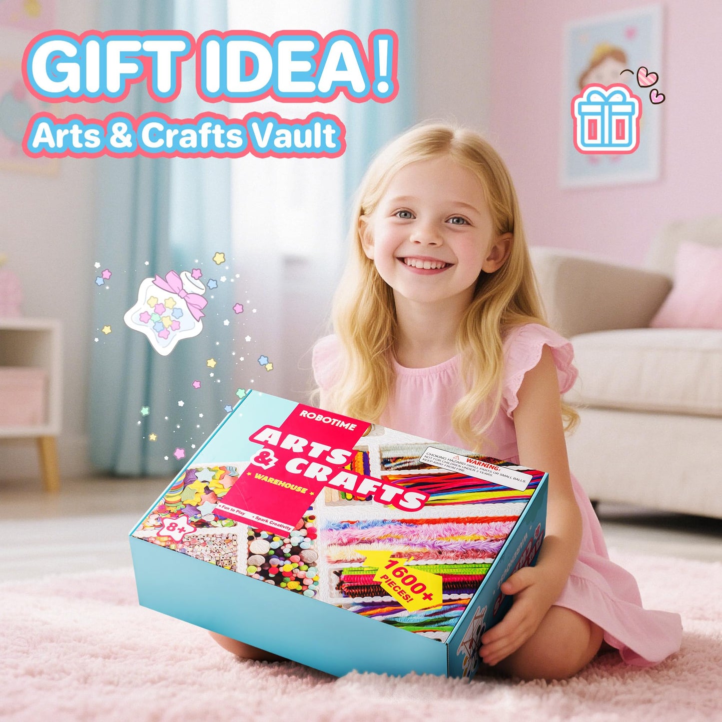 ROBOTIME Ultimate Craft Gift for Girls Ages 8-12 | All-in-One Creative Arts & Crafts Kit with 1600+ Pieces | DIY Maker Warehouse for Beginner Kids 8-12
