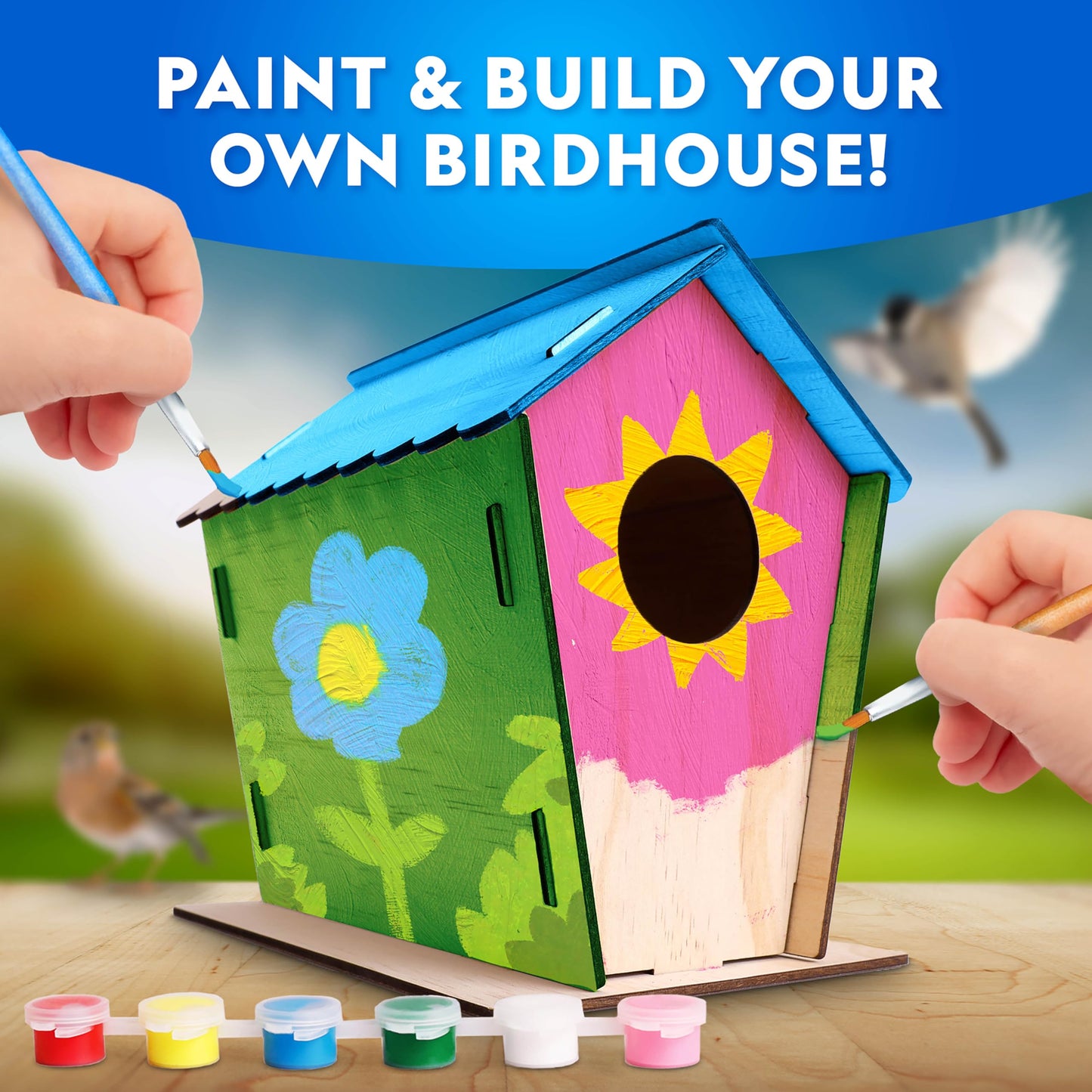 Blue Marble National Geographic Mega Arts & Crafts Activity Kit – 3 Craft Kits in 1 to Build, Paint, Weave & Create, River Rock Painting Kit, Weaving Loom for Kids & DIY Birdhouse Craft