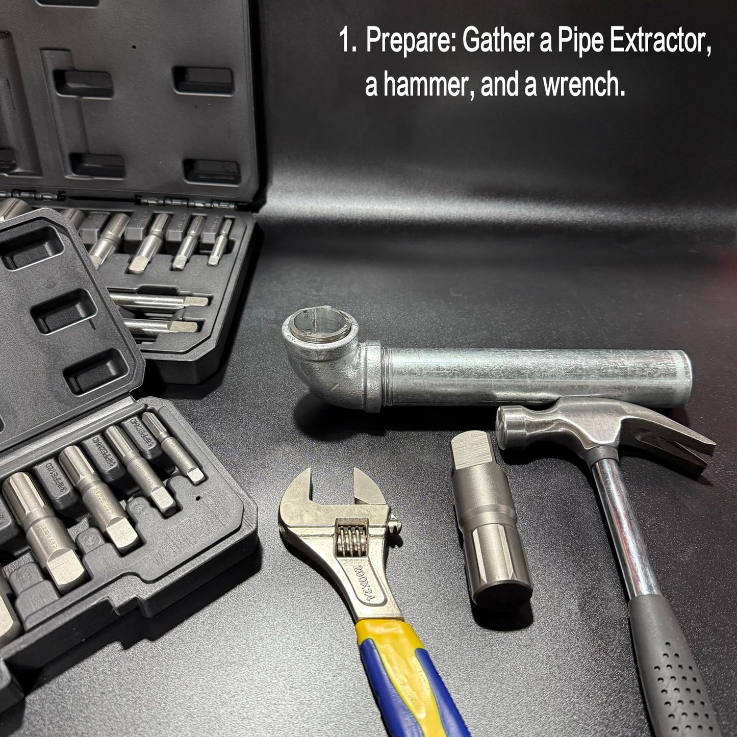 Pipe Extractor Set, 6-Piece Heavy Duty Steel Broken Pipe Extractors for Removing Damaged Threaded Pipes & Fittings from 1/8" to 1", with Durable Storage Case, Ideal Tools for Plumbers Mechanics DIY