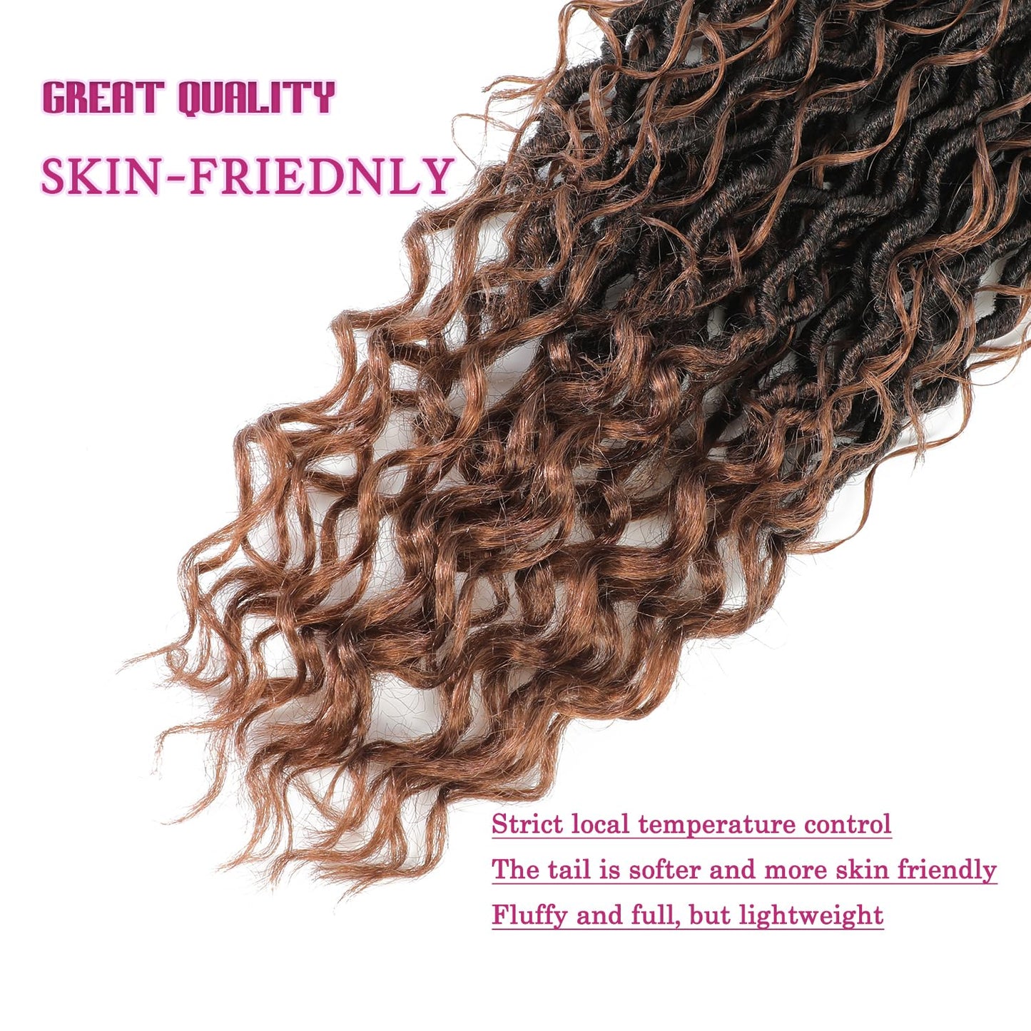 8 Packs Goddess Faux Locs Crochet Hair for Black Women, Goddess Locs Crochet Hair, Boho Style Locs, River Locs Crochet Hair with Curly Ends (18Inch, T30#, 8Packs)