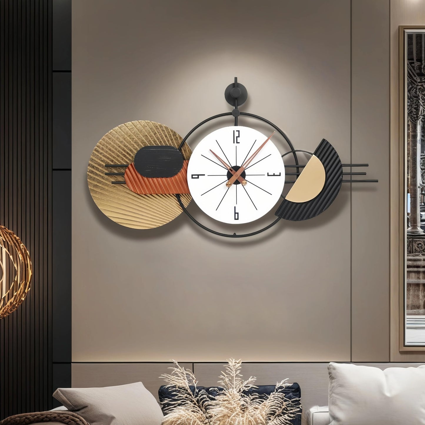 AXAORIRA 34x19 Inch Modern Large Wall Clock, Battery Operated Silent Non-Ticking Decorative Clocks for Home, Living Room, Kitchen, Bedroom, Office - Ideal Gift for Home Decor Lovers
