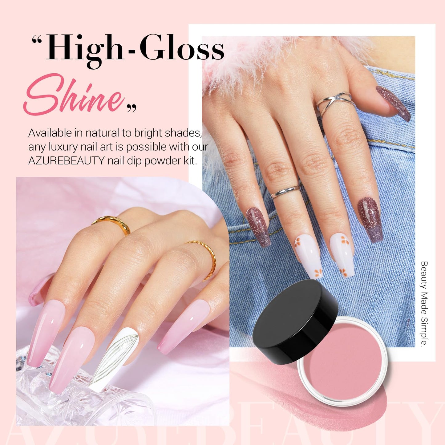 AZUREBEAUTY Dip Powder Nail Kit with Electric Nail Drill, 24 Colors Nude Pink Glitter Nail Powder Starter Kit with Dip Liquids Base Top Coat Activator Portable Manicure French Nail Art Essential Set