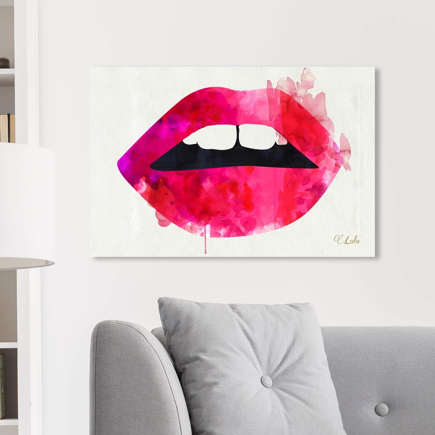The Oliver Gal Artist Co. Fashion and Glam Wall Art Canvas Prints 'Lola's Lips' Home Décor, 30 in x 20 in, Red, Hot Pink